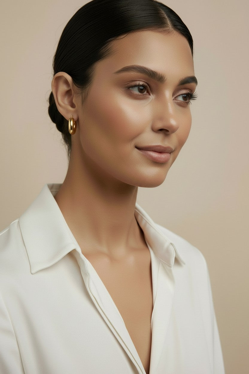 18k Gold Filled Fat Thick Small Hoop Earrings