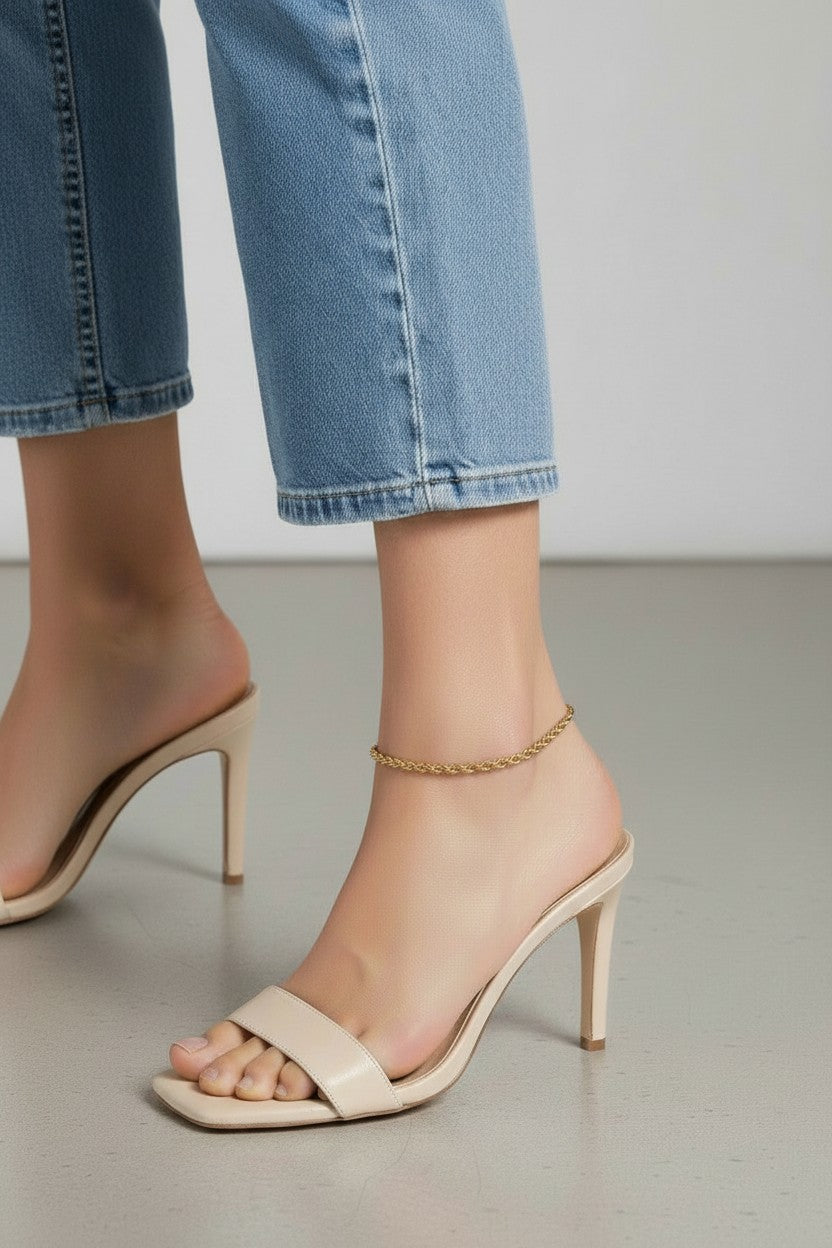 Rope Anklet for Women | 4mm Thick Gold Chain Anklet | Luxury Beach Jewelry