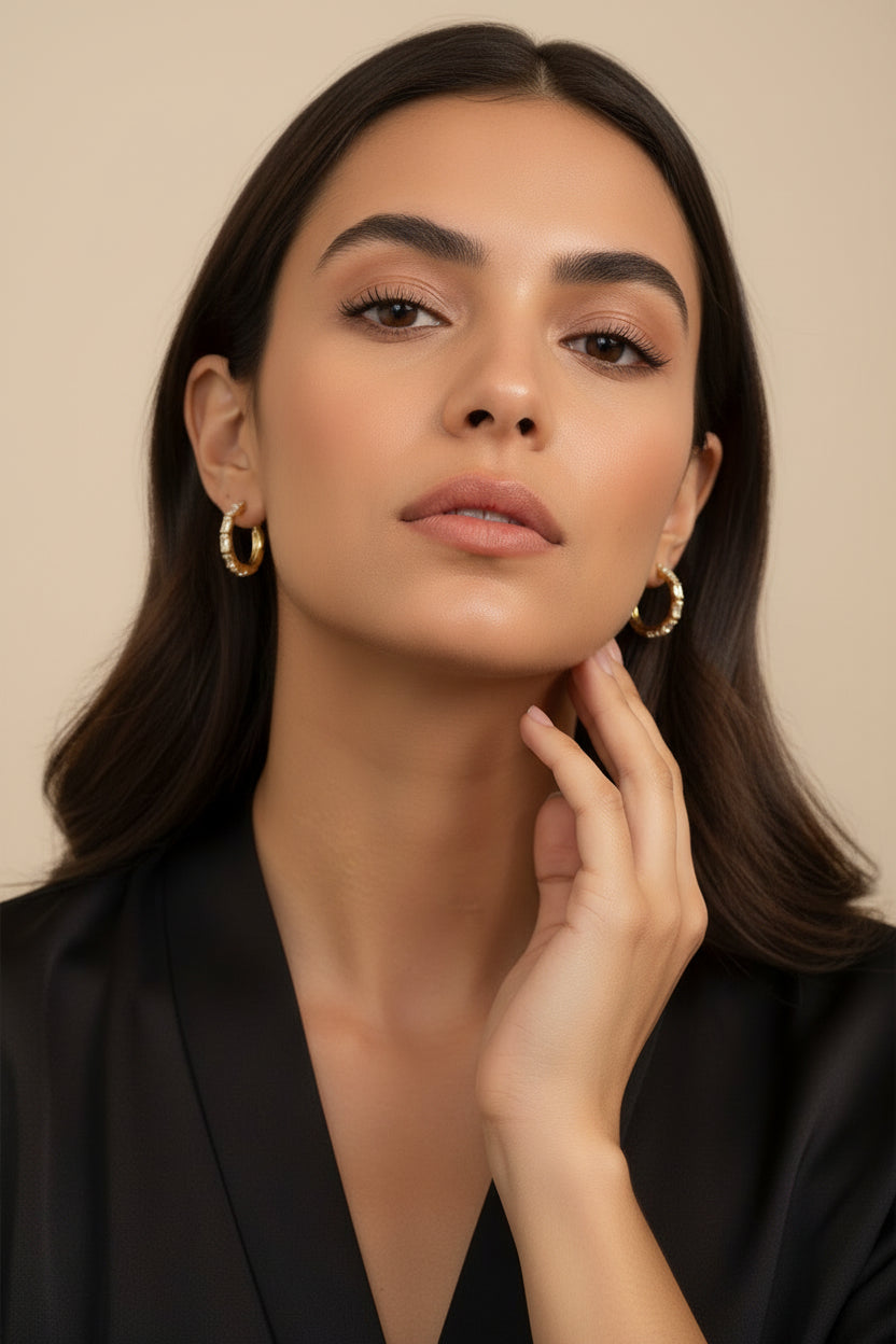 Baguette CZ Hoop Earrings - Luxury Statement Hoops for Women
