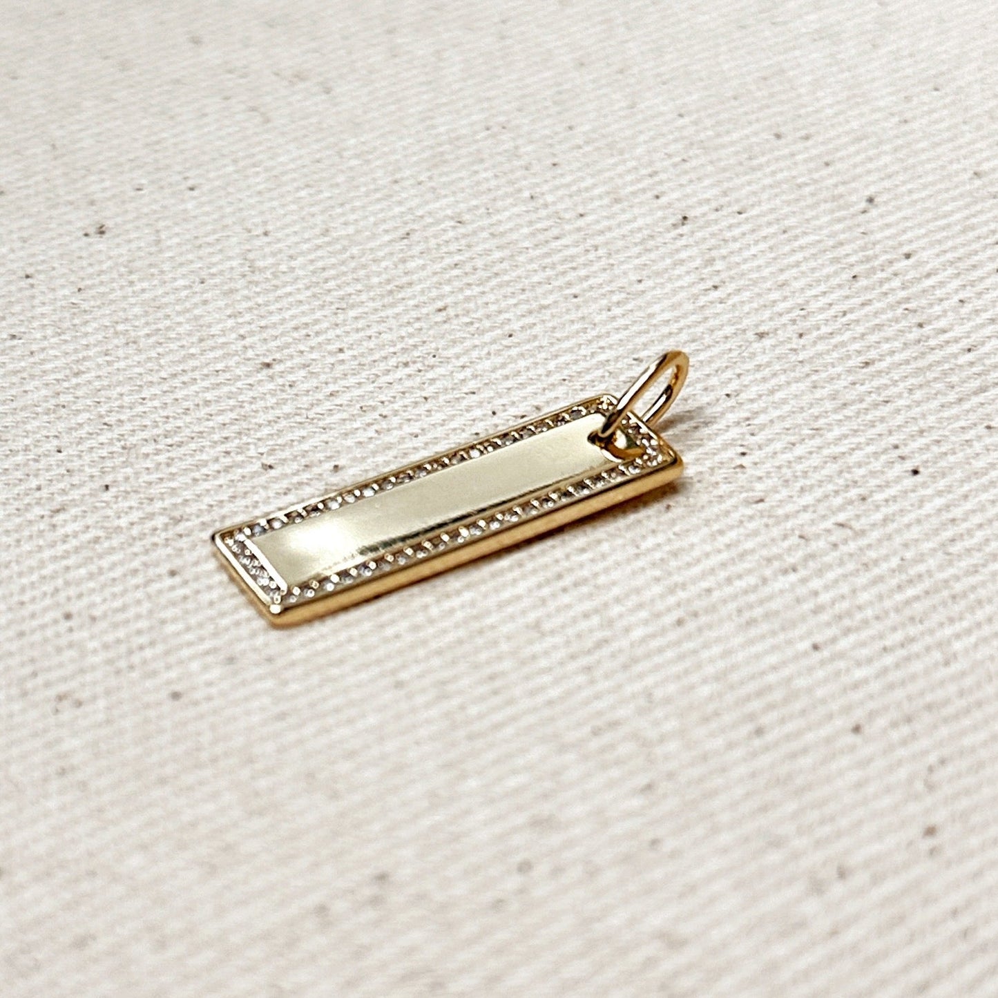 18k Gold Filled CZ Bar Pendant