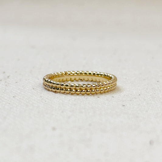 18k Gold Filled Double Beaded Band Ring