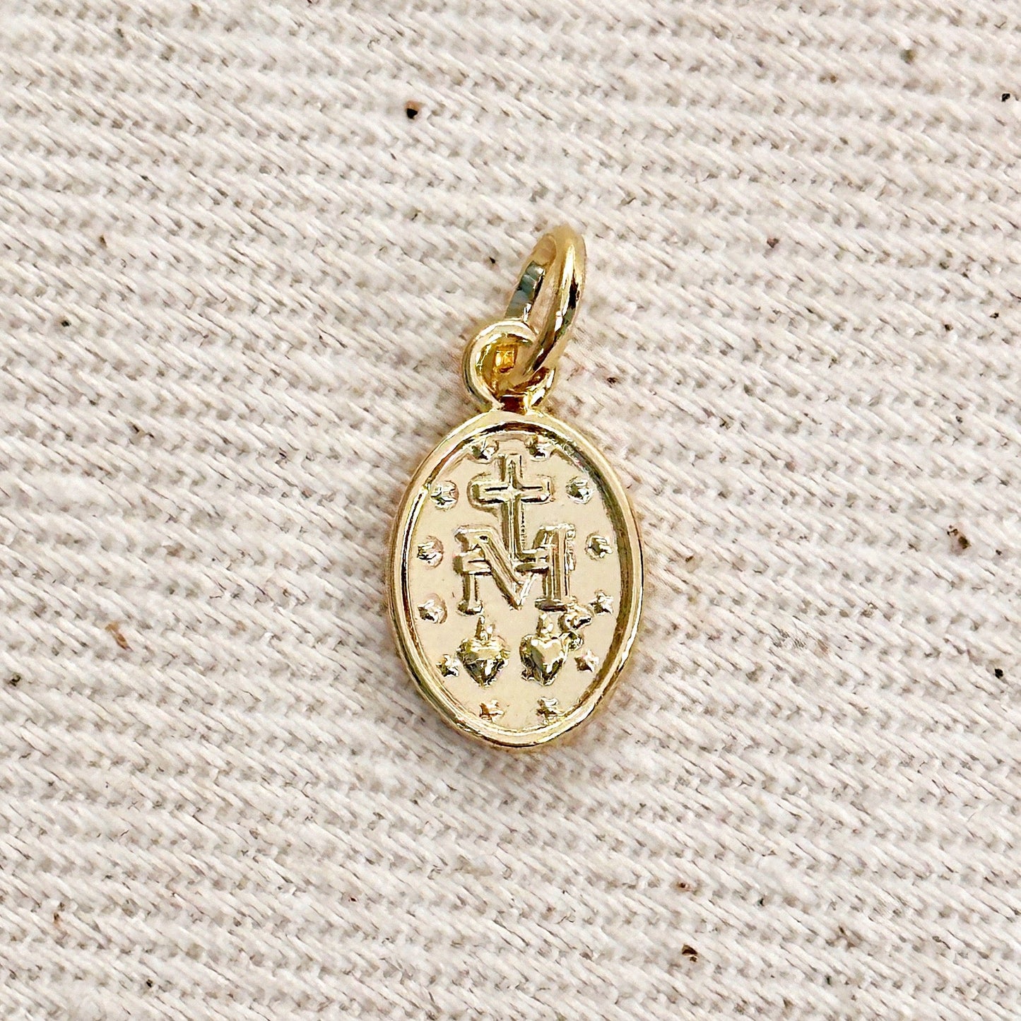 18k Gold Filled Mini Double Sided Lady of Grace Medal Pendant