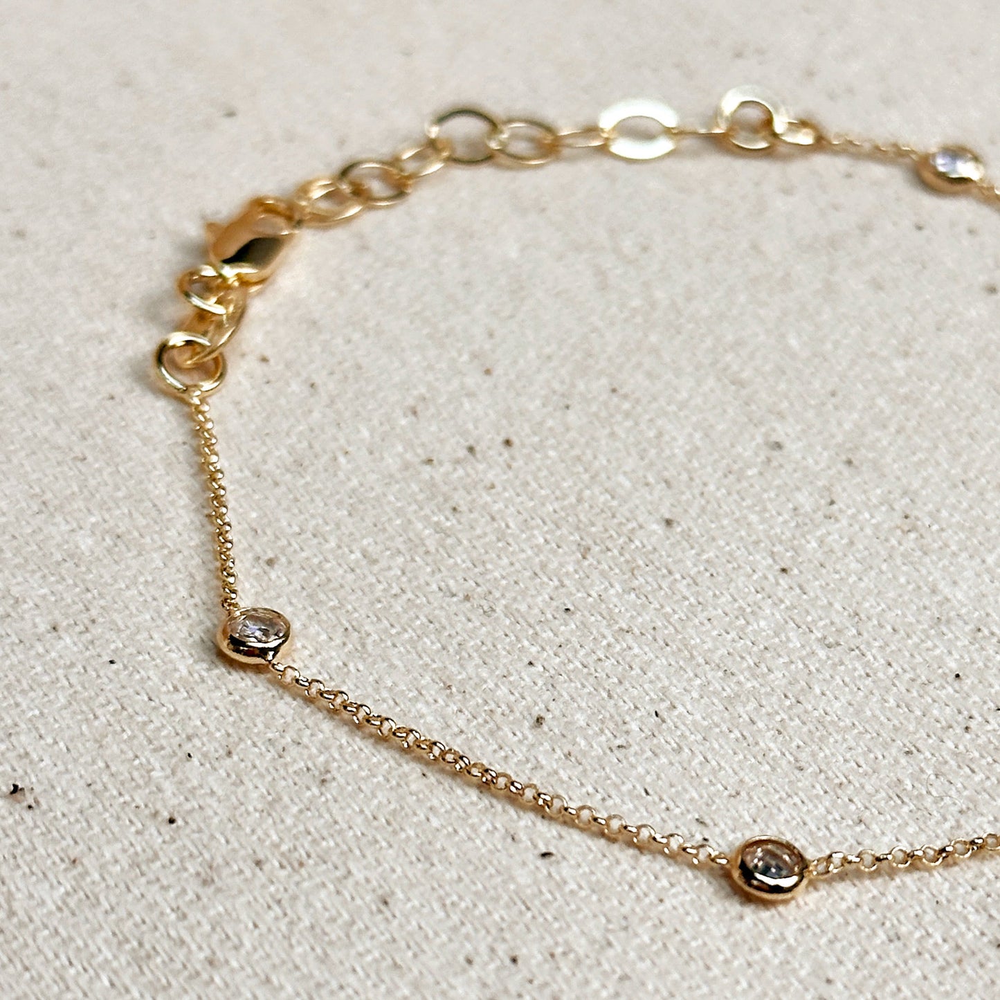 18k Gold Filled CZ Bezel Bracelet