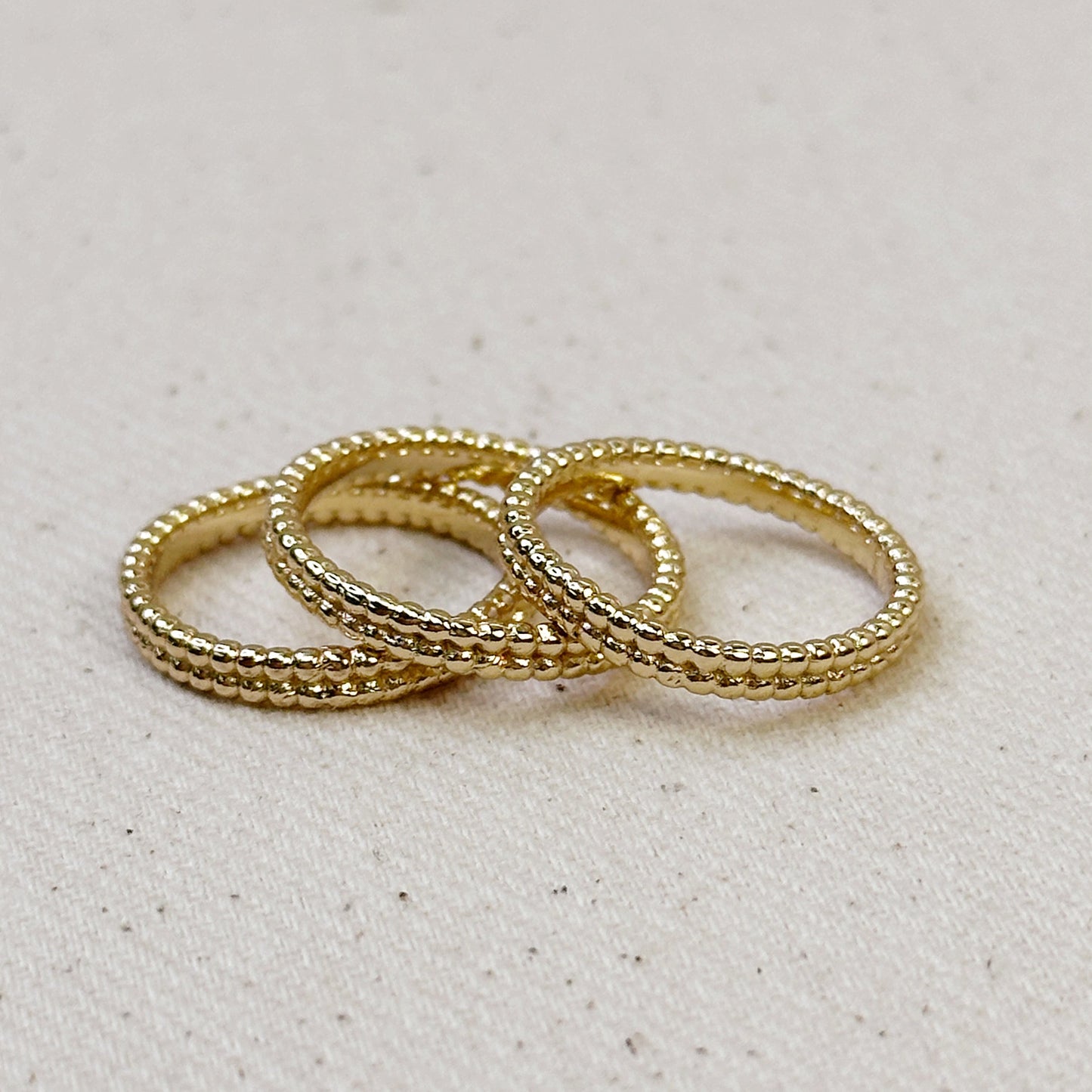 18k Gold Filled Double Beaded Band Ring