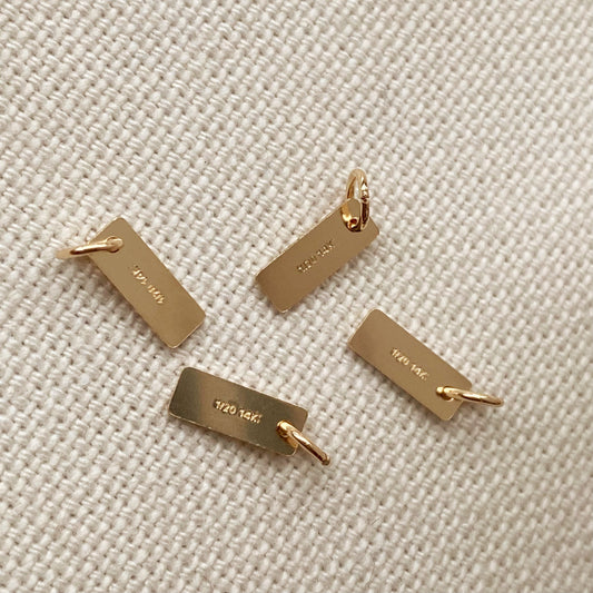 GoldFi 14k Gold Filled Rectangular Quality Tag with Jump Ring - Sold by Dozen