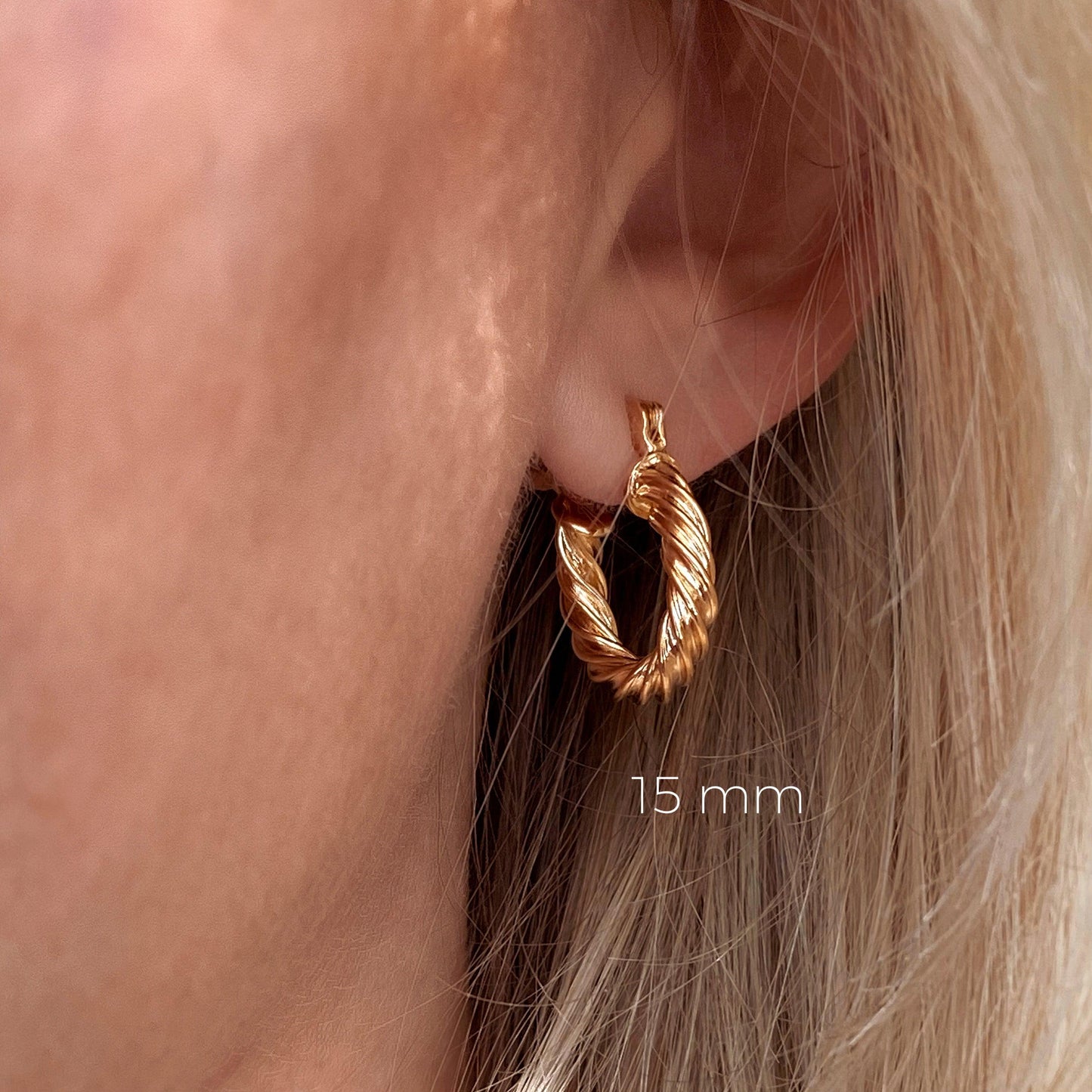 GoldFi 18k Gold Filled 15mm Twisted Hoop Earrings