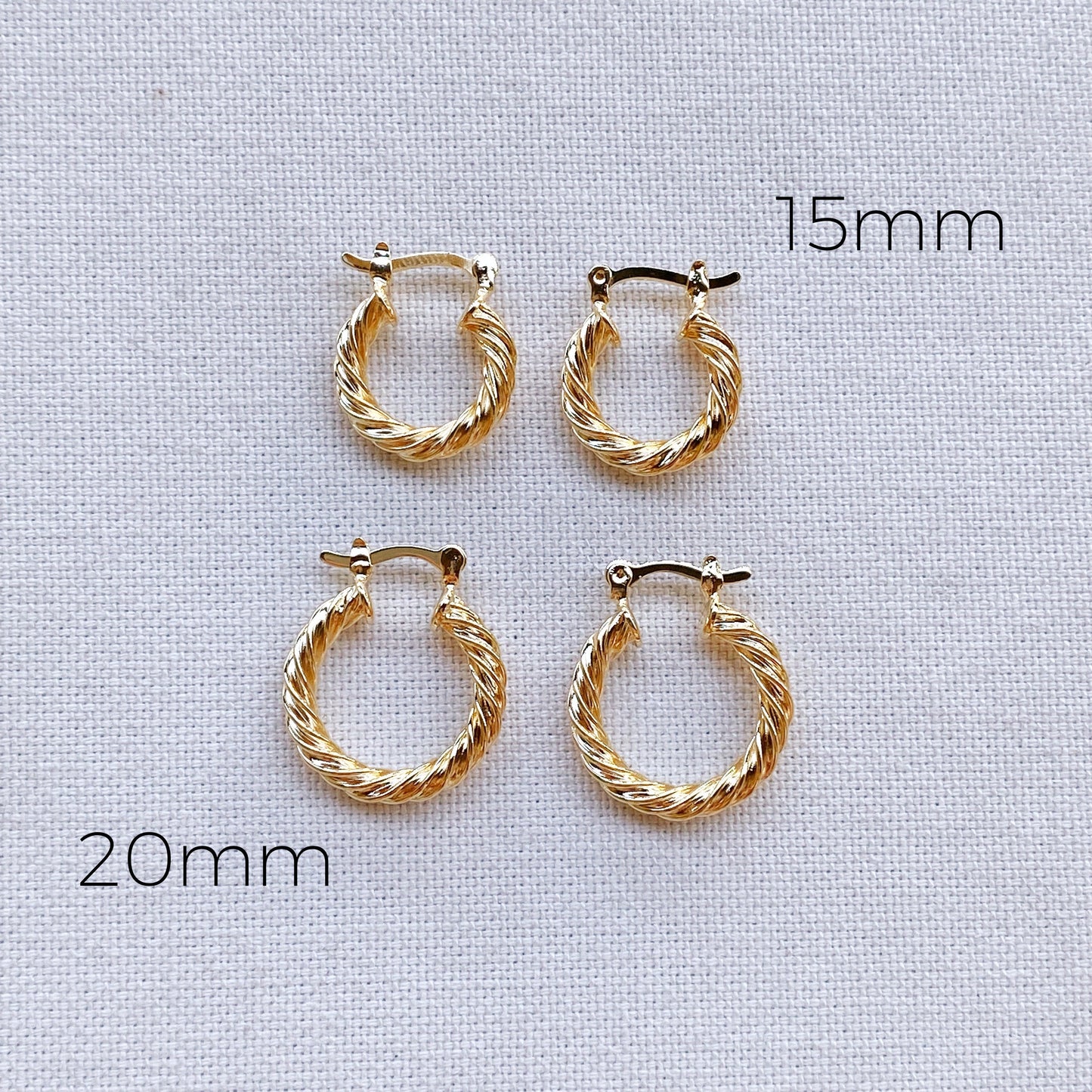 GoldFi 18k Gold Filled 15mm Twisted Hoop Earrings