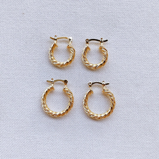 GoldFi 18k Gold Filled 15mm Twisted Hoop Earrings