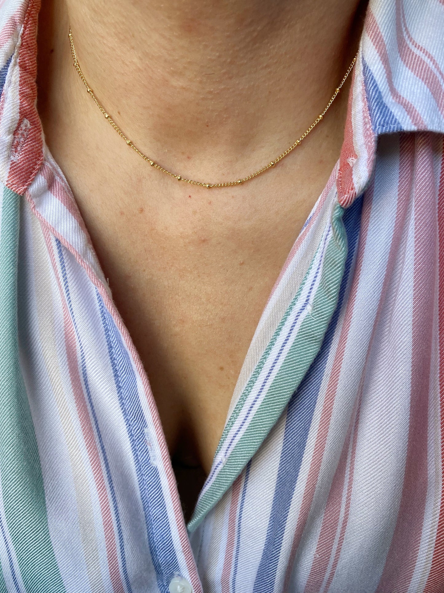 18k Gold Filled 1mm Satellite Chain Available in 16", 18", 20", 22" Length Size