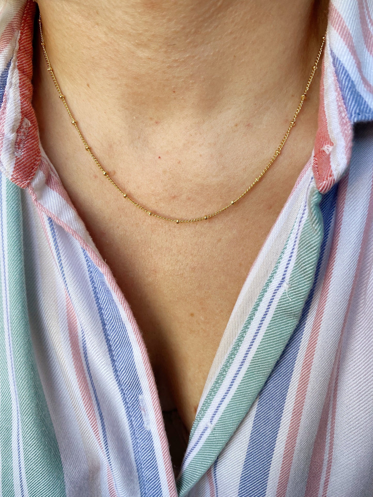 18k Gold Filled 1mm Satellite Chain Available in 16", 18", 20", 22" Length Size
