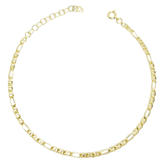 18k Gold Filled 3.5mm Figaro Mariner "Figarucci" 9" Anklet