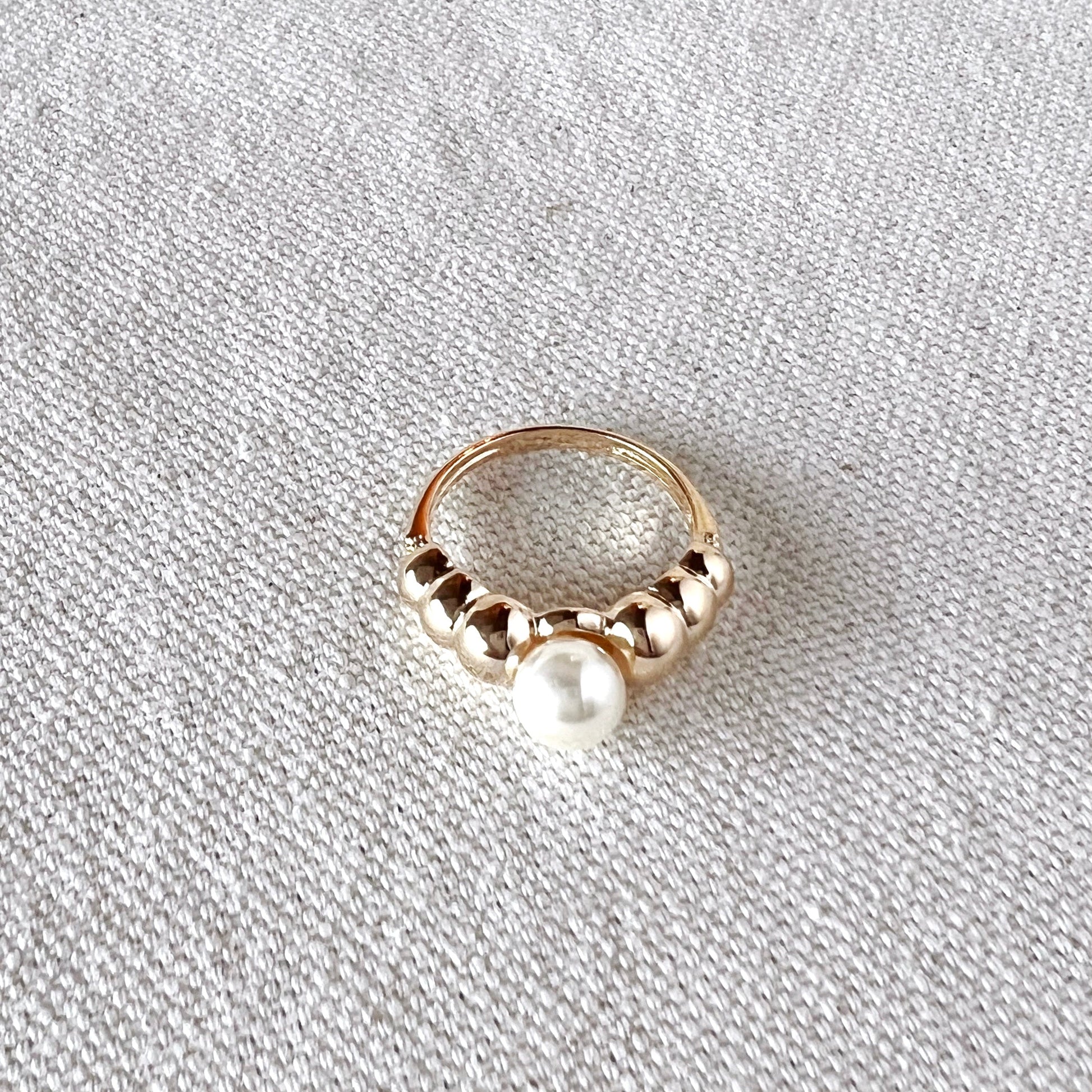 GoldFi 18k Gold Filled Beads and Pearl Ring