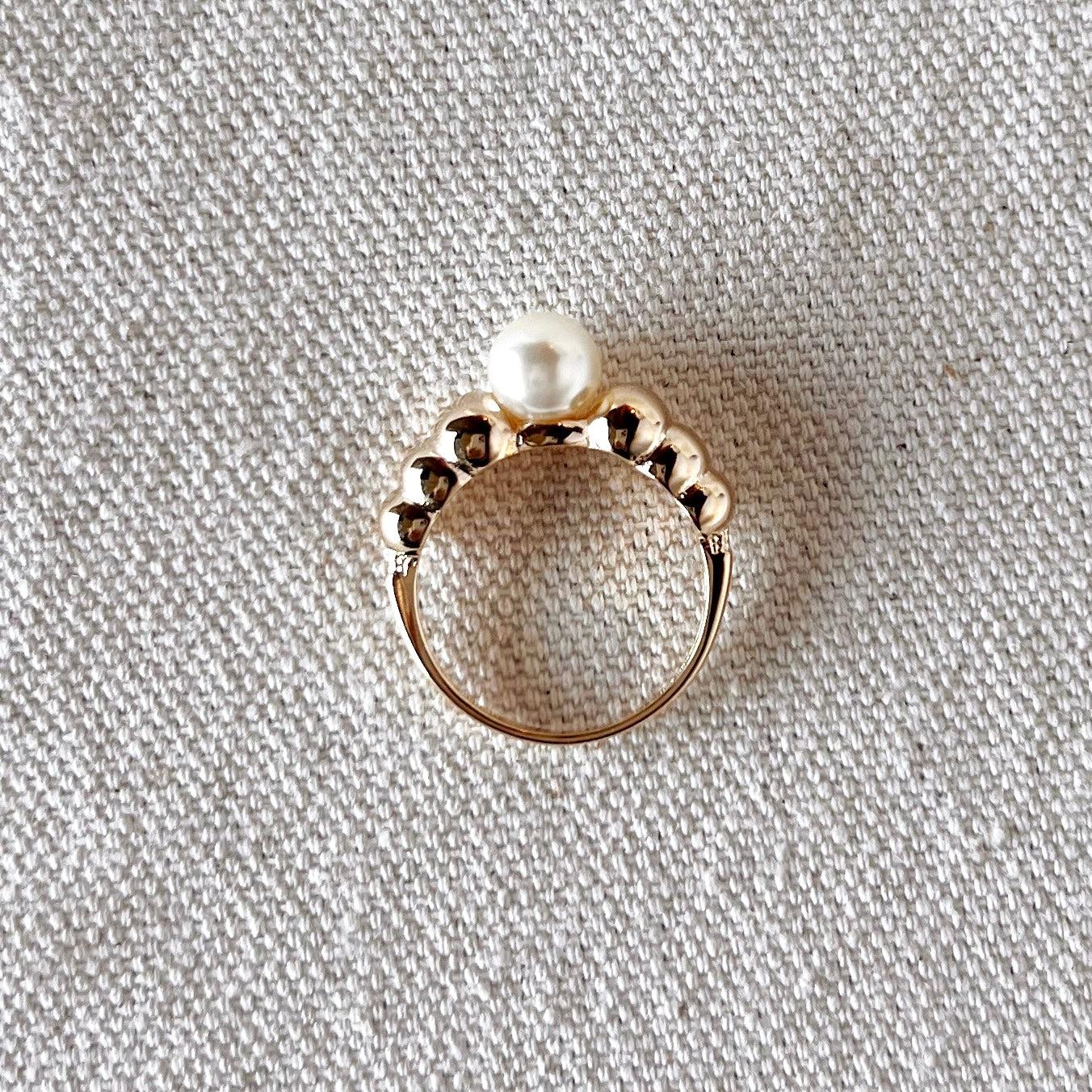 GoldFi 18k Gold Filled Beads and Pearl Ring