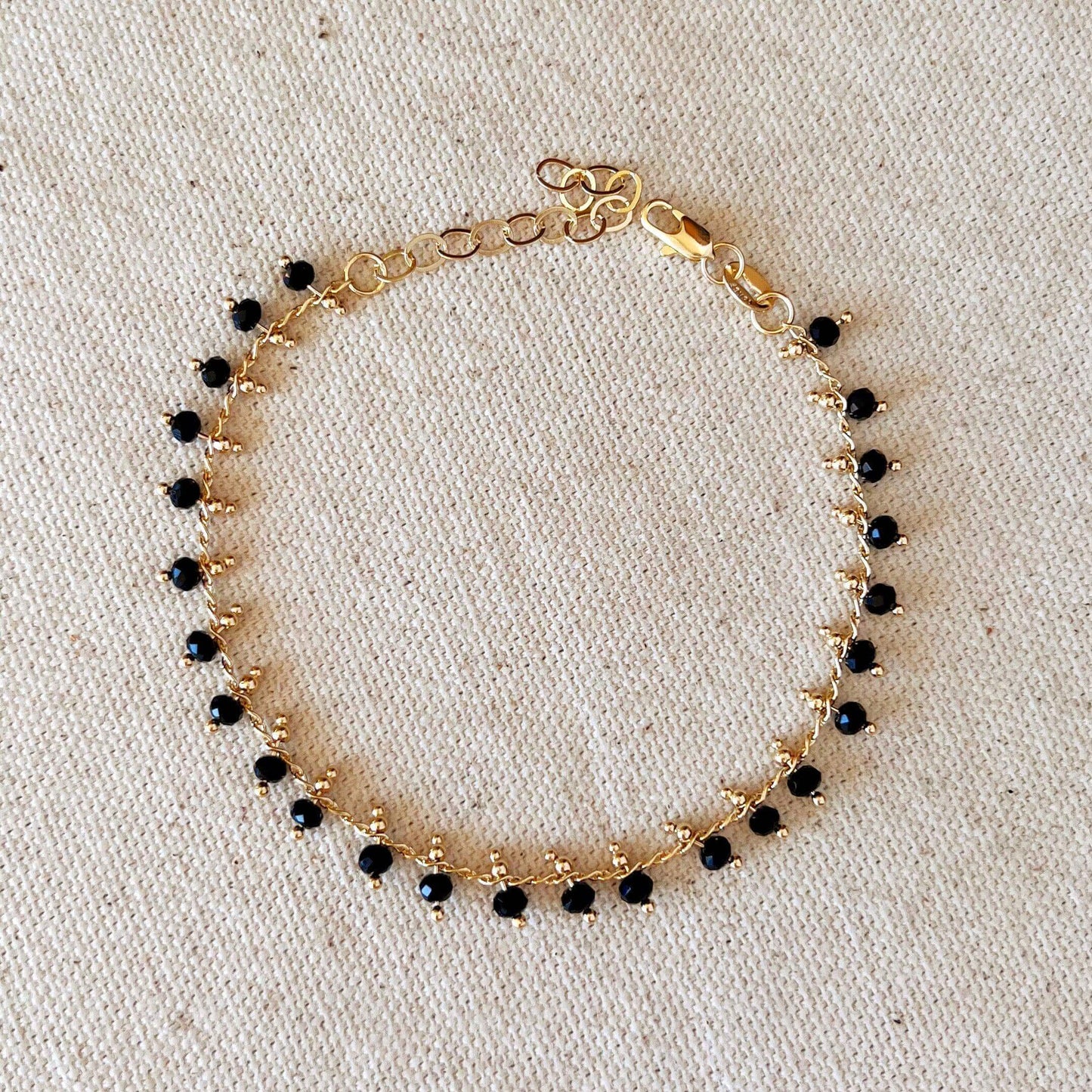 GoldFi 18k Gold Filled Black Beaded Bracelet