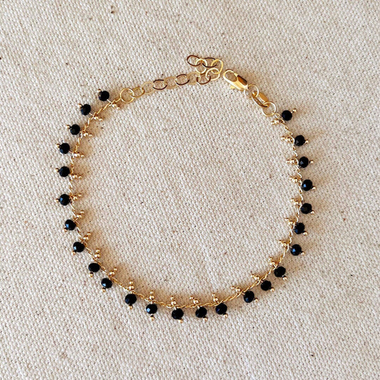 GoldFi 18k Gold Filled Black Beaded Bracelet