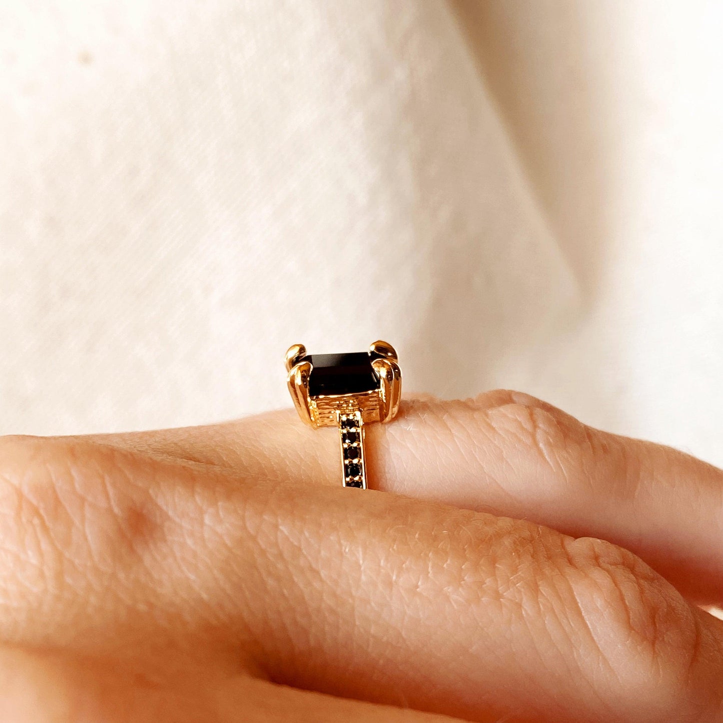 GoldFi 18k Gold Filled Black Solitaire Ring