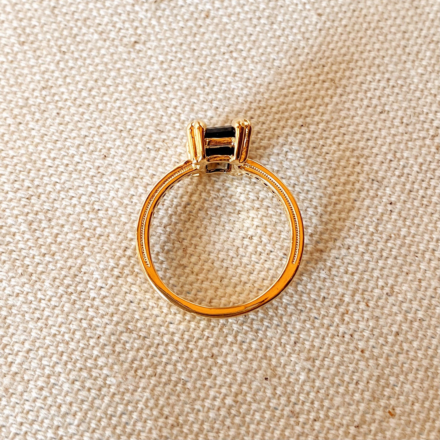 GoldFi 18k Gold Filled Black Solitaire Ring