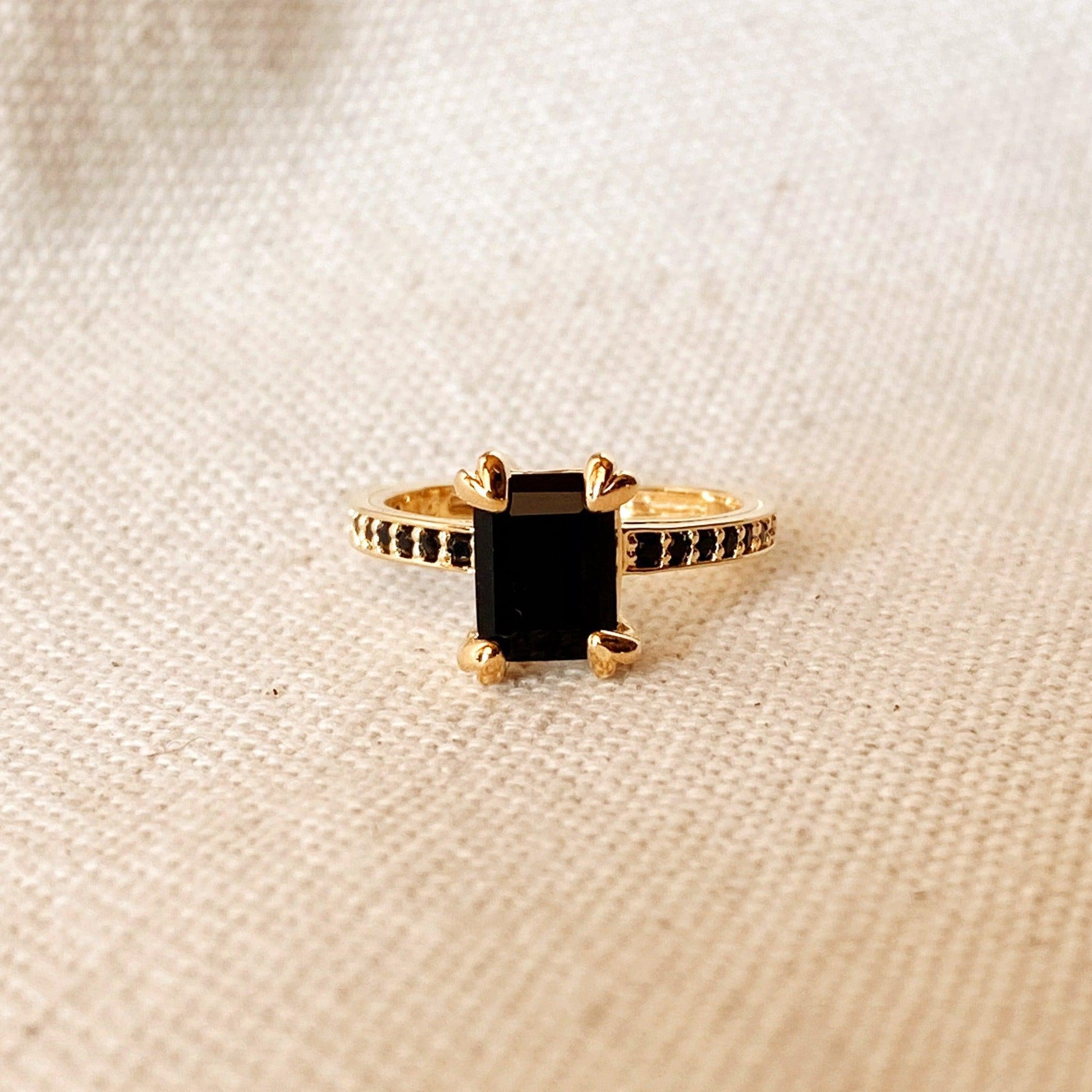 GoldFi 18k Gold Filled Black Solitaire Ring