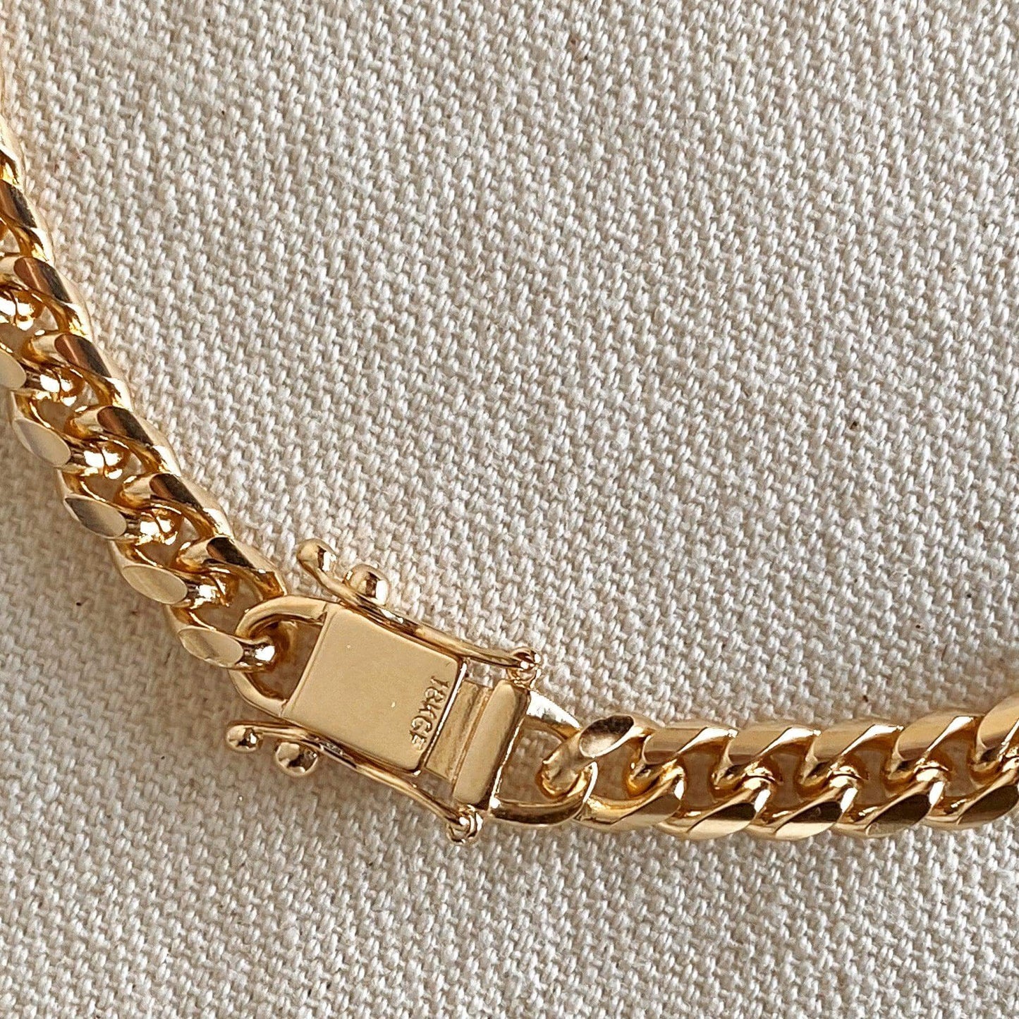 GoldFi 18k Gold Filled Chunky Cuban Bracelet Featuring Box Lock Clasp