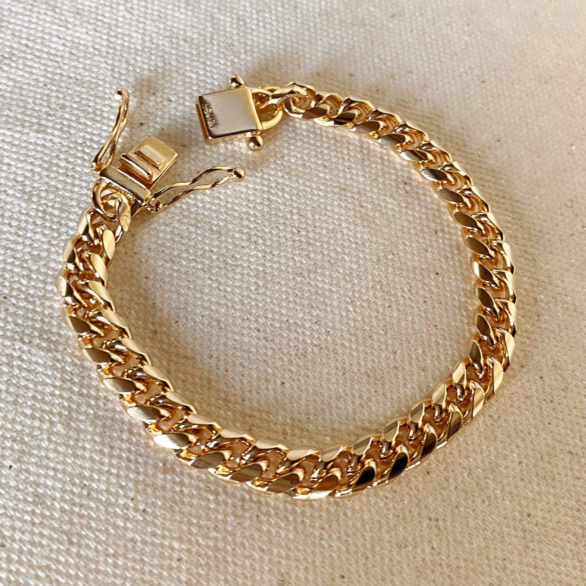 GoldFi 18k Gold Filled Chunky Cuban Bracelet Featuring Box Lock Clasp