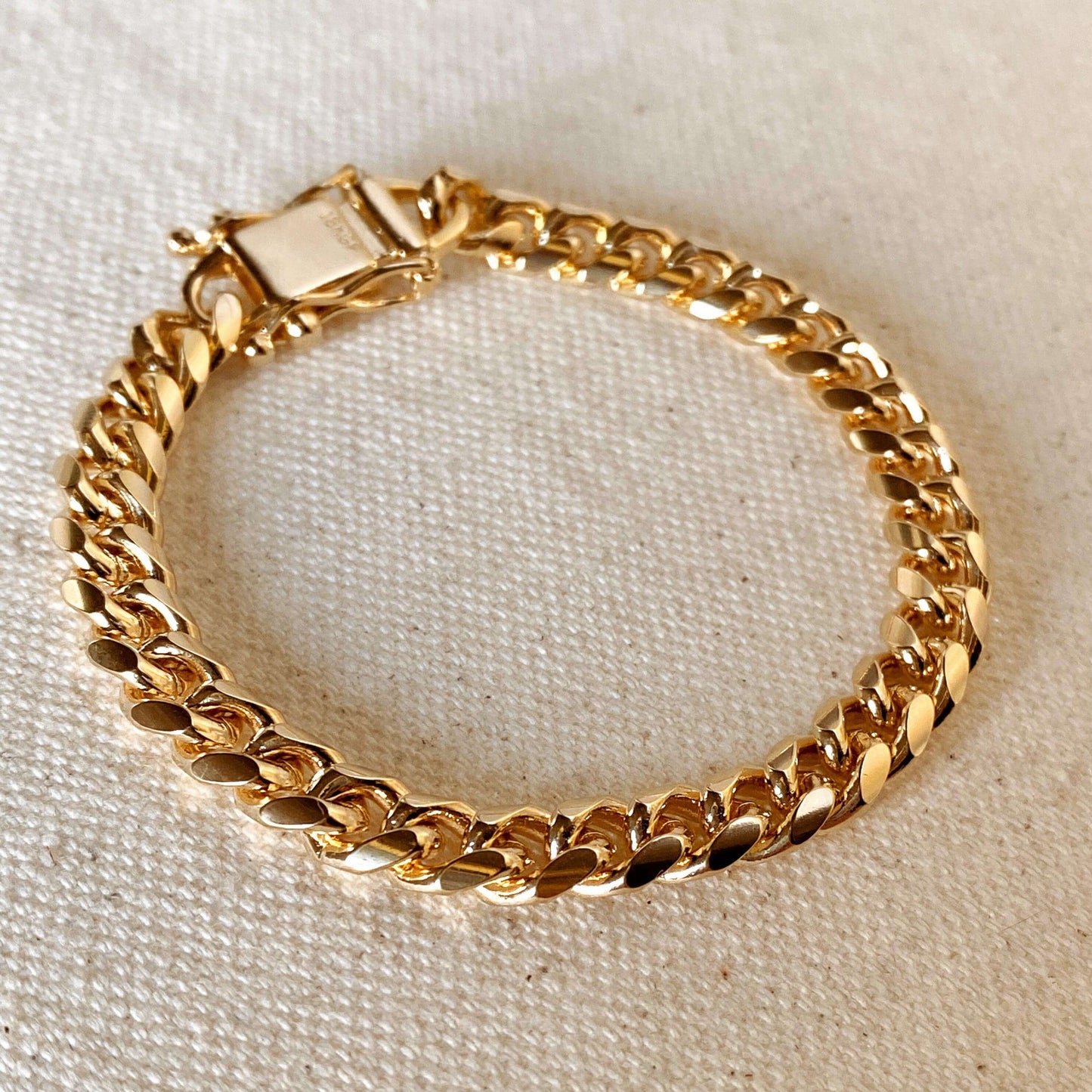 GoldFi 18k Gold Filled Chunky Cuban Bracelet Featuring Box Lock Clasp