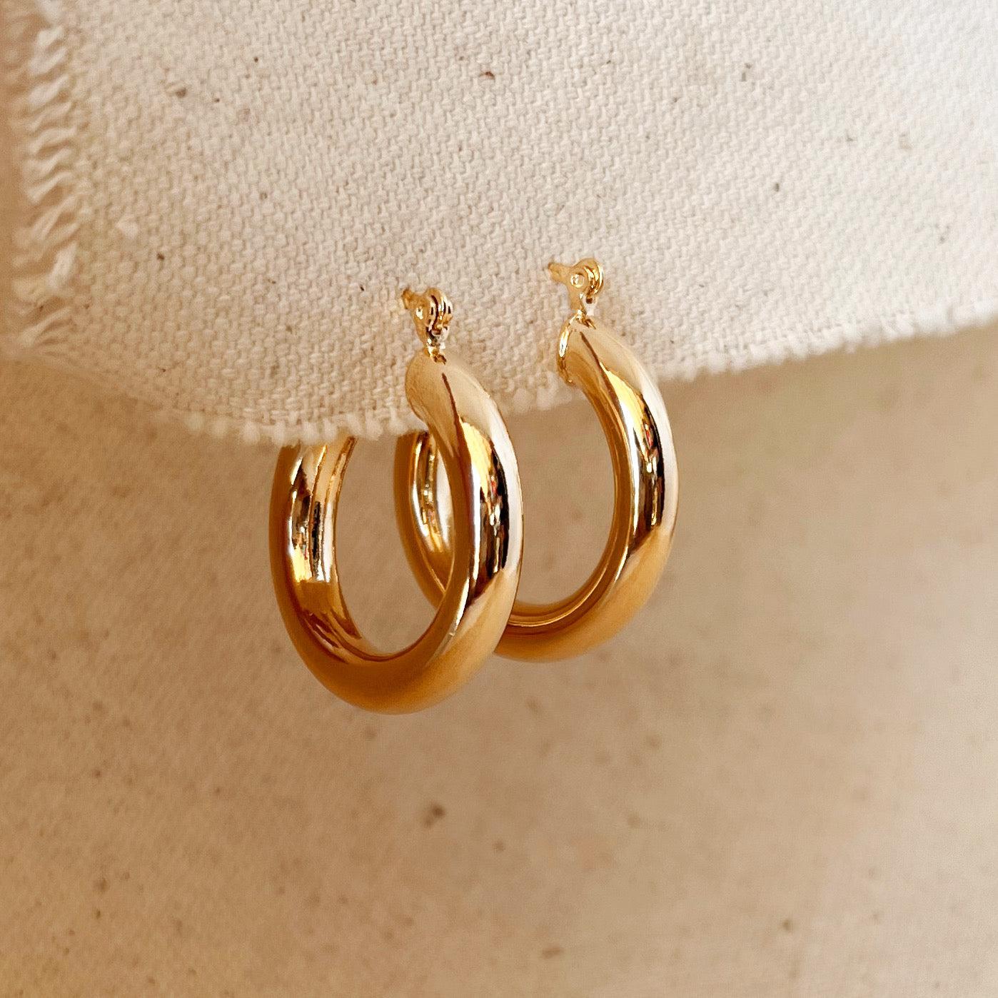 GoldFi 18k Gold Filled Classic 25mm Tube Hoop Earrings