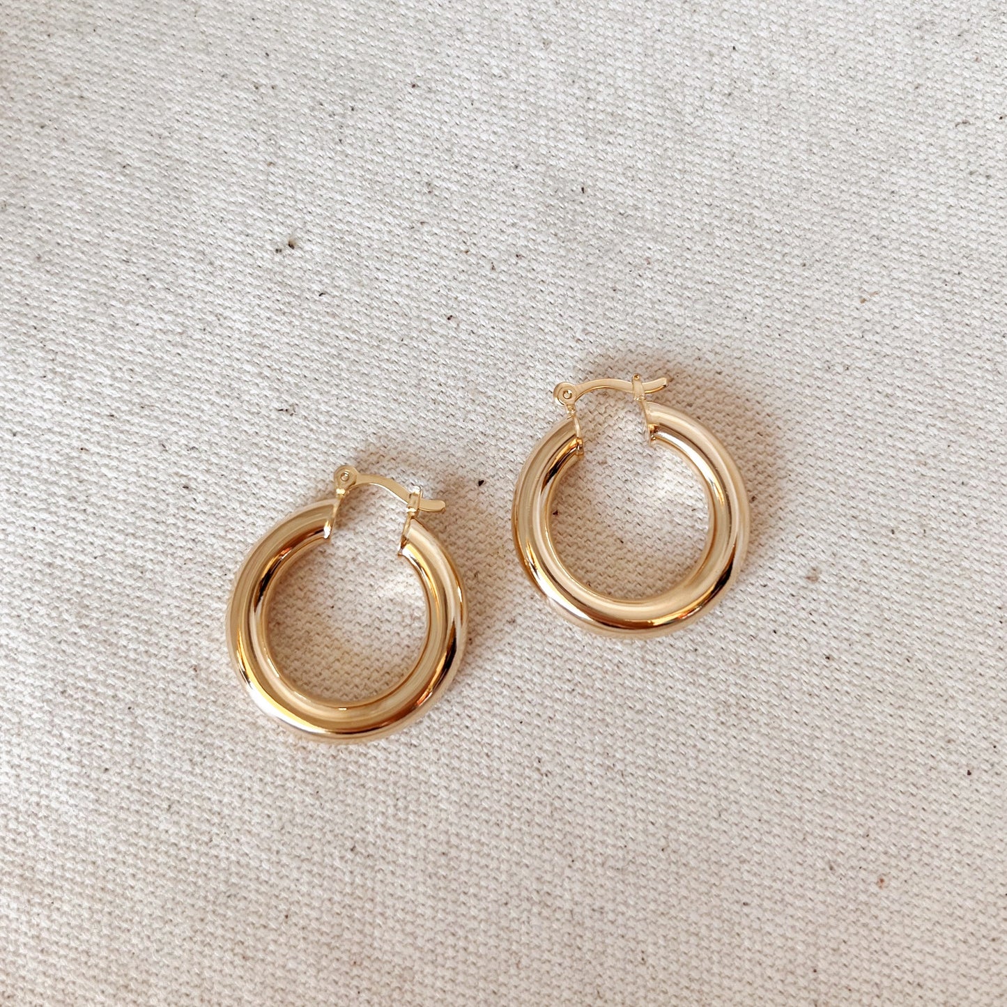 GoldFi 18k Gold Filled Classic 25mm Tube Hoop Earrings