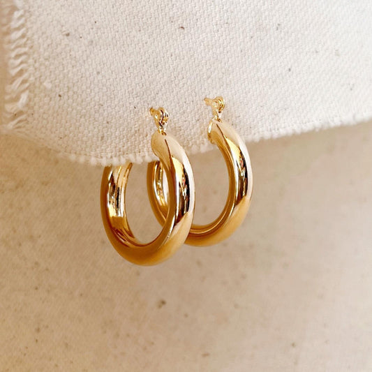 GoldFi 18k Gold Filled Classic 25mm Tube Hoop Earrings