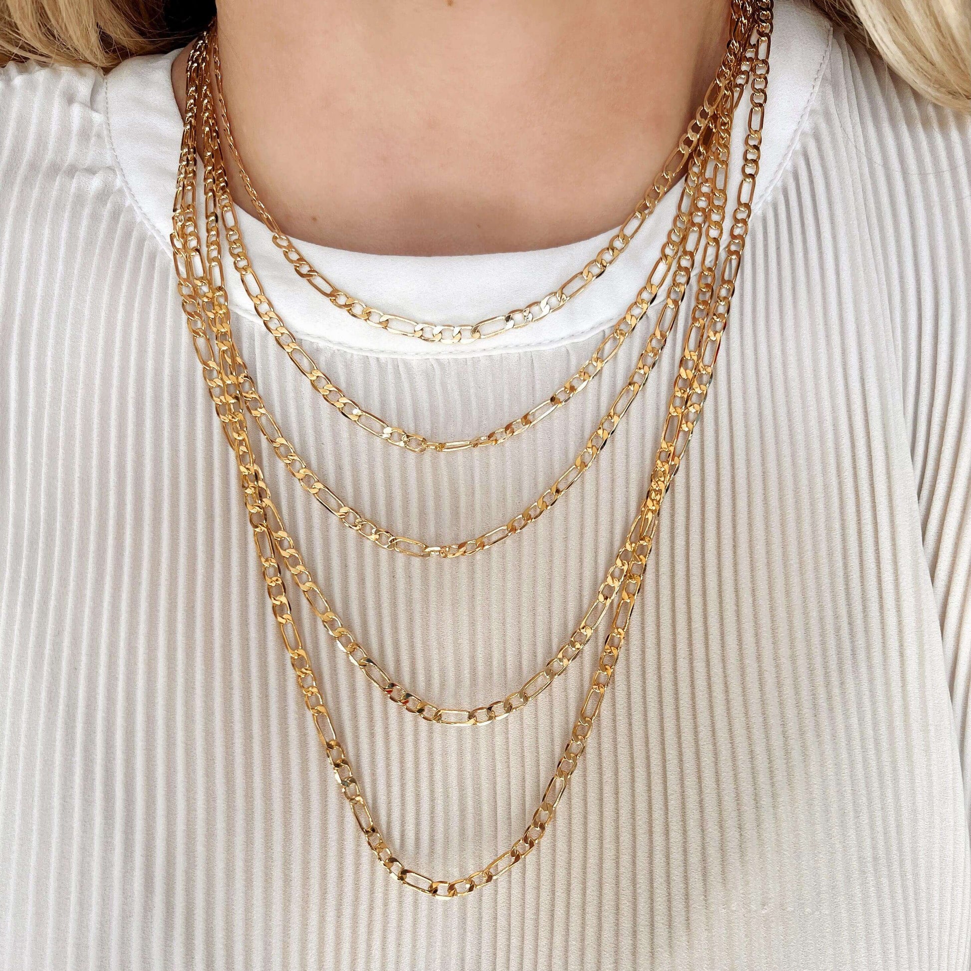 GoldFi 18k Gold Filled Classic Figaro Chain Necklace