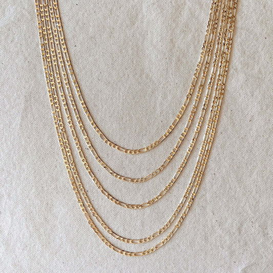 GoldFi 18k Gold Filled Classic Figaro Chain Necklace