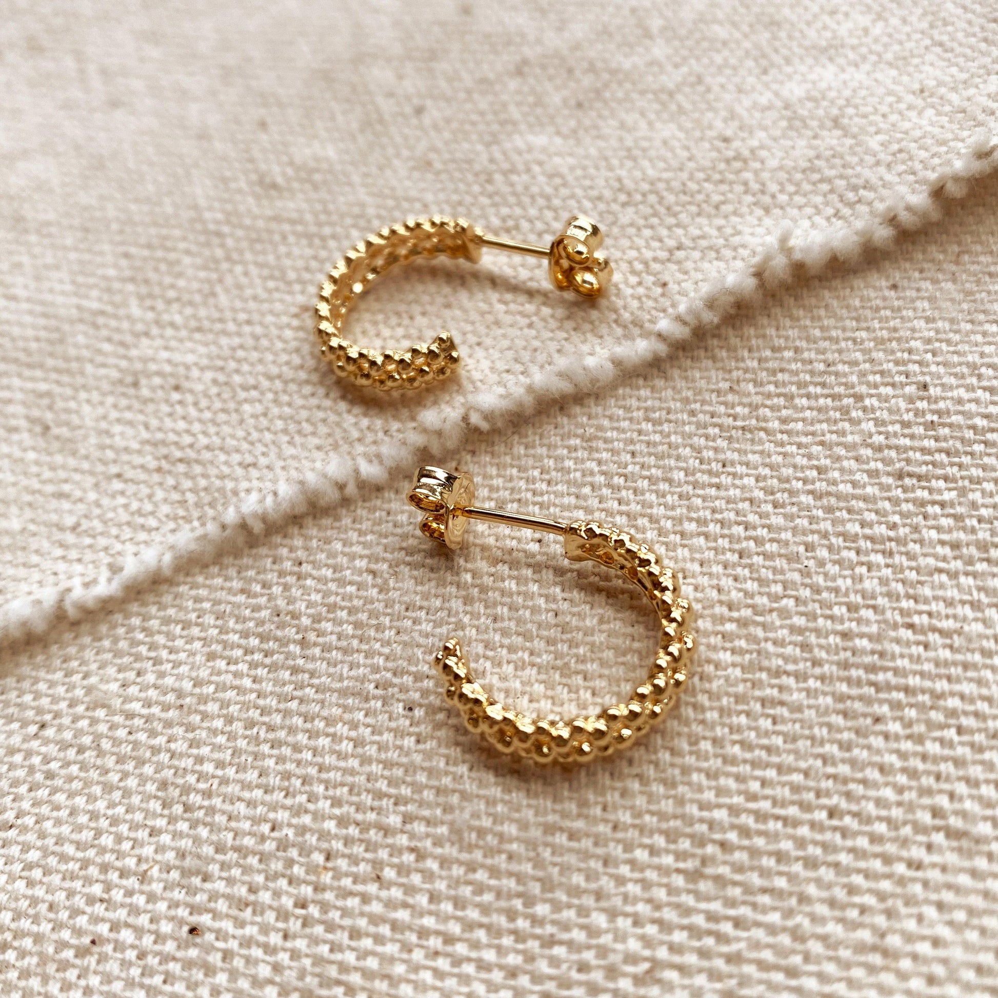 GoldFi 18k Gold Filled Cluster Beads Semi Hoop Earrings