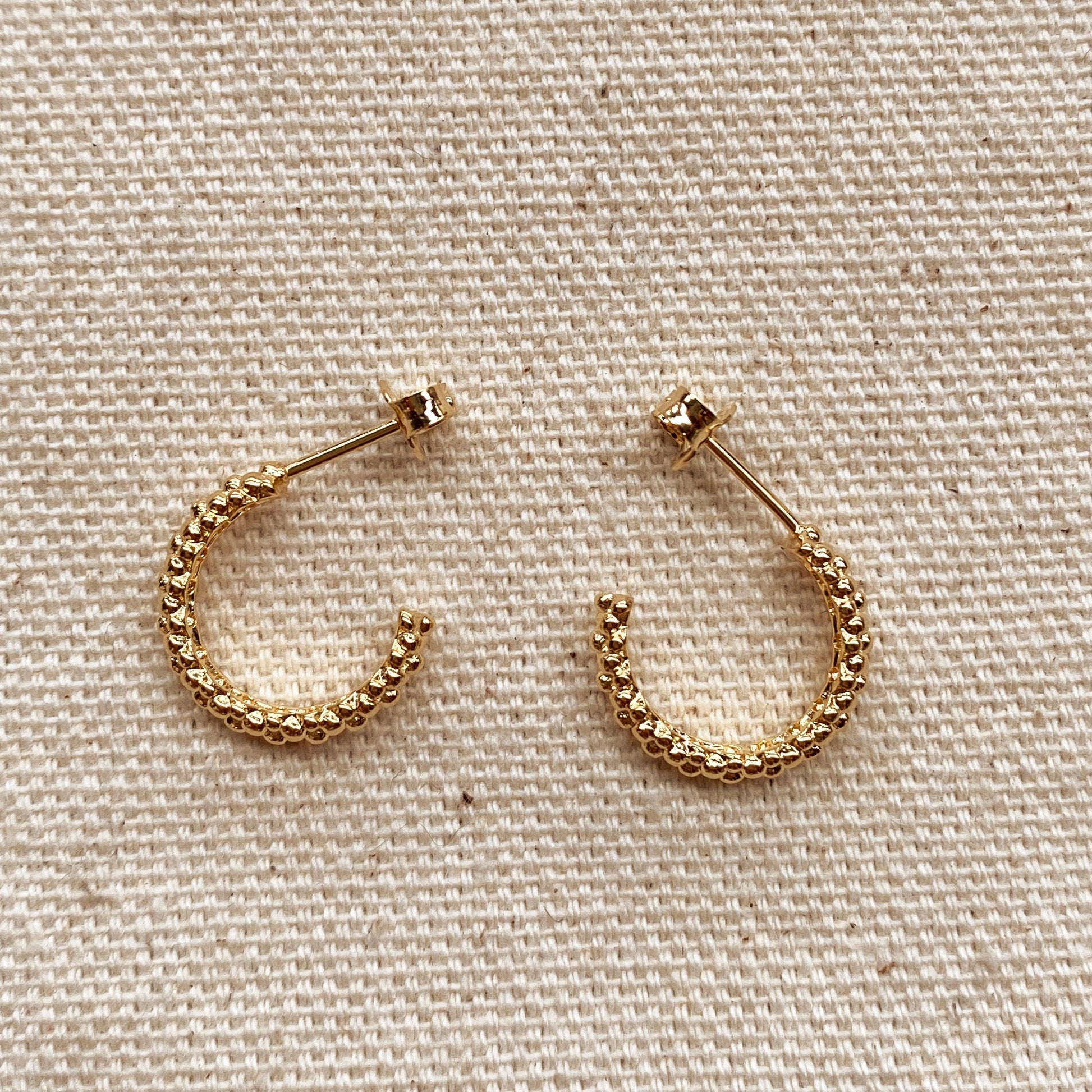 GoldFi 18k Gold Filled Cluster Beads Semi Hoop Earrings