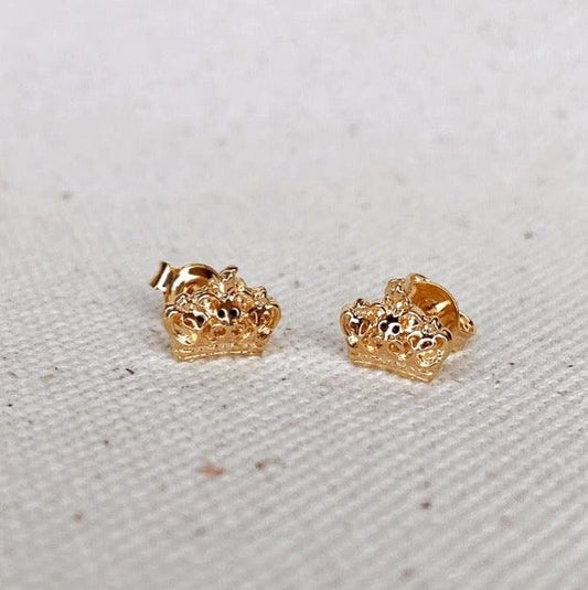 GoldFi 18k Gold Filled Crown Stud Earrings