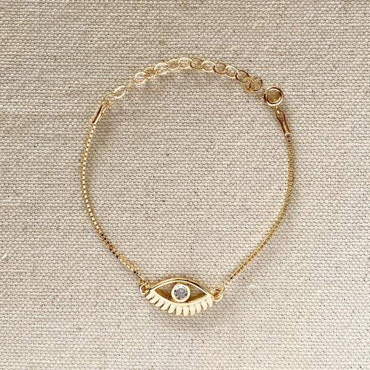 GoldFi 18k Gold Filled Cubic Zirconia Evil Eye Bracelet