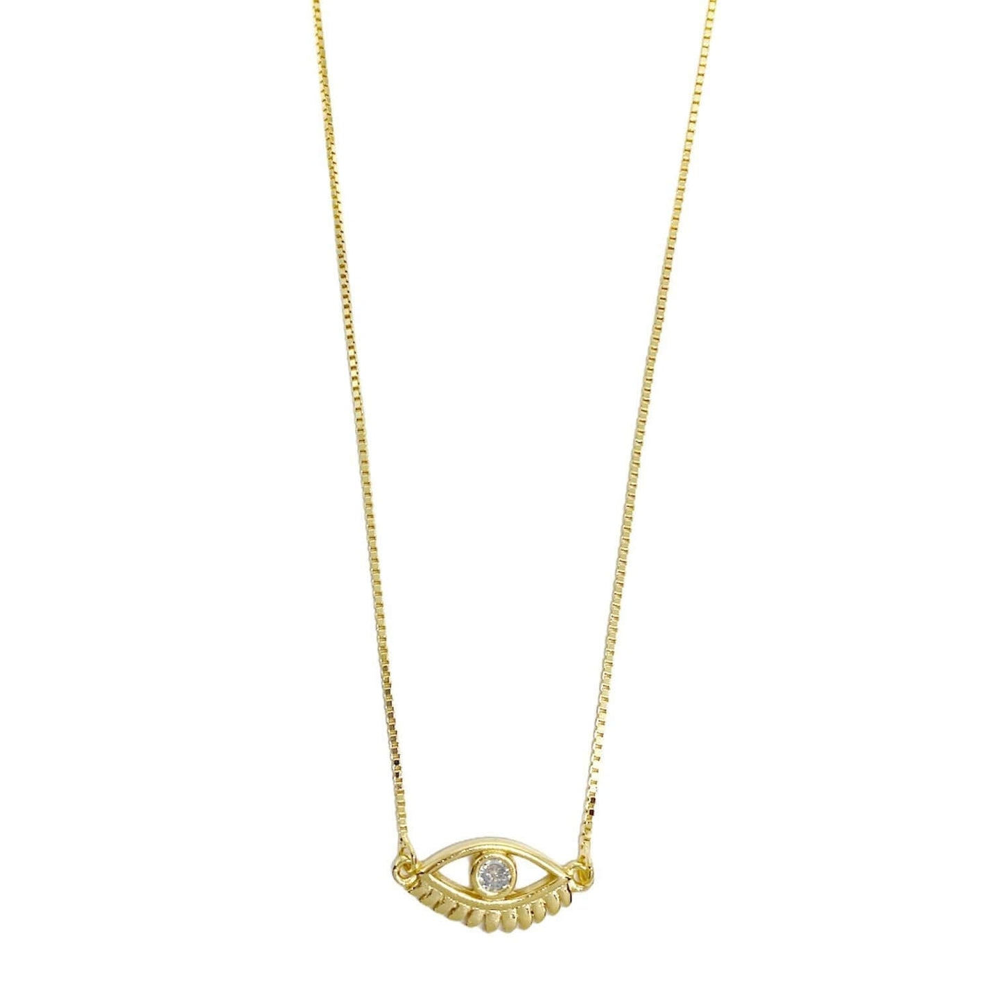 GoldFi 18k Gold Filled Cubic Zirconia Evil Eye Necklace