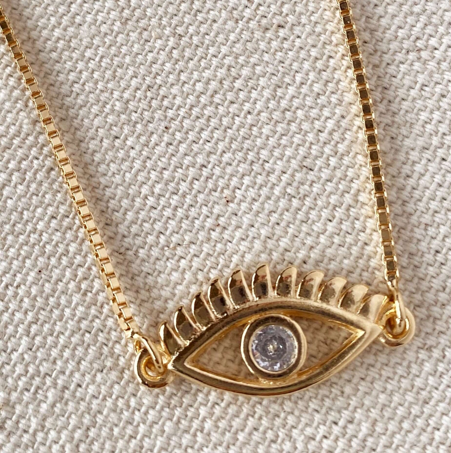 GoldFi 18k Gold Filled Cubic Zirconia Evil Eye Necklace