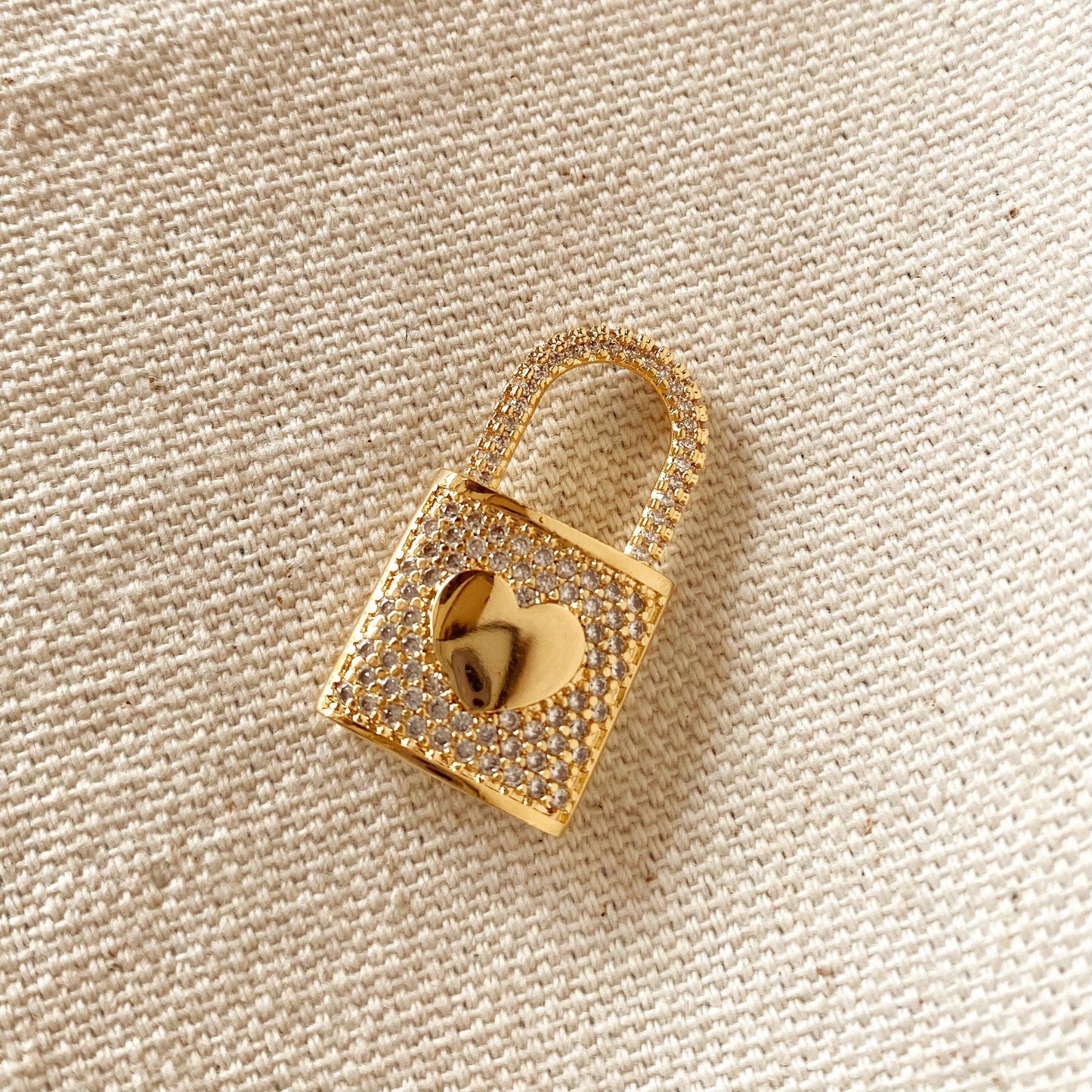 GoldFi 18k Gold Filled Cubic Zirconia Heart Lock Pendant