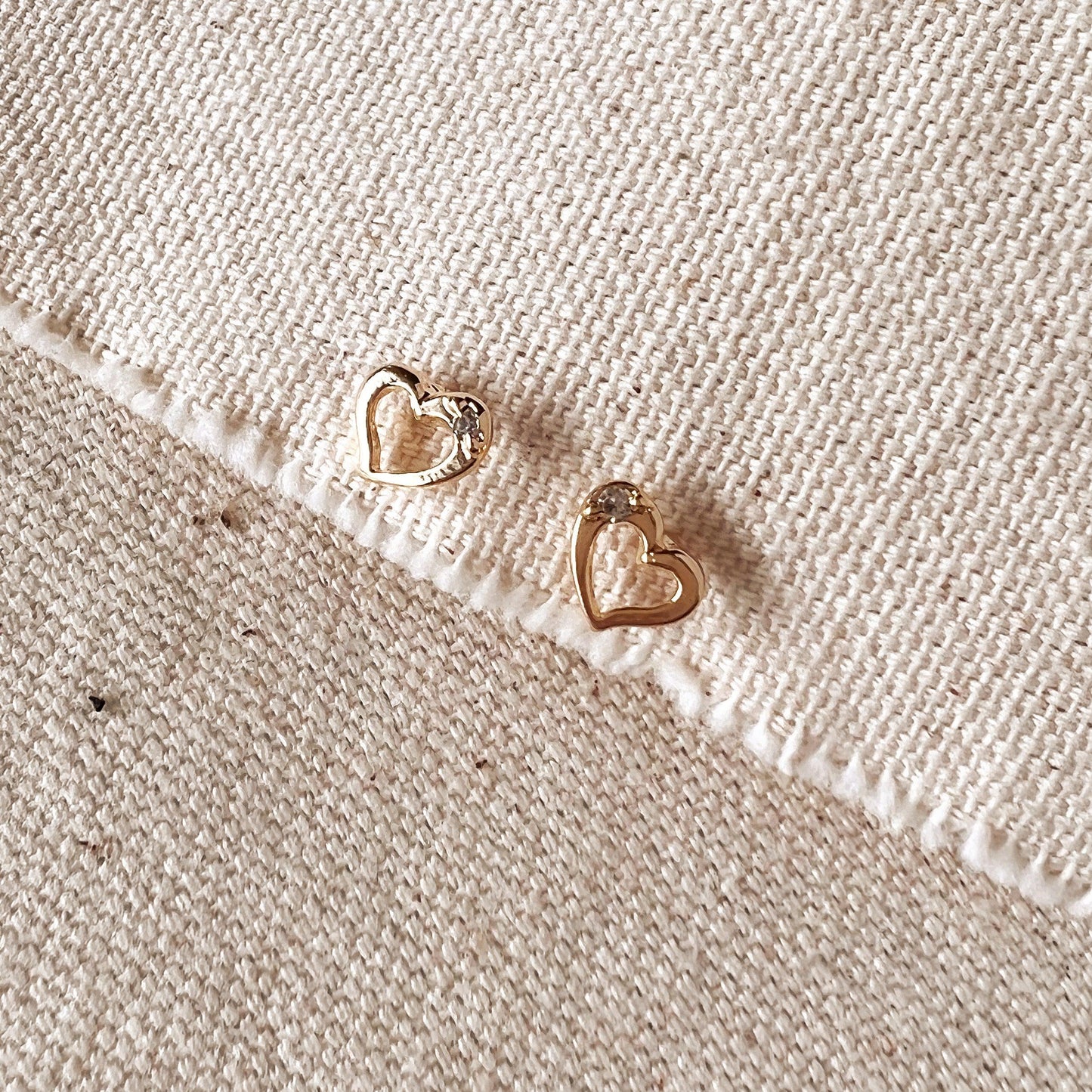 GoldFi 18k Gold Filled Dainty Heart Studs Earrings