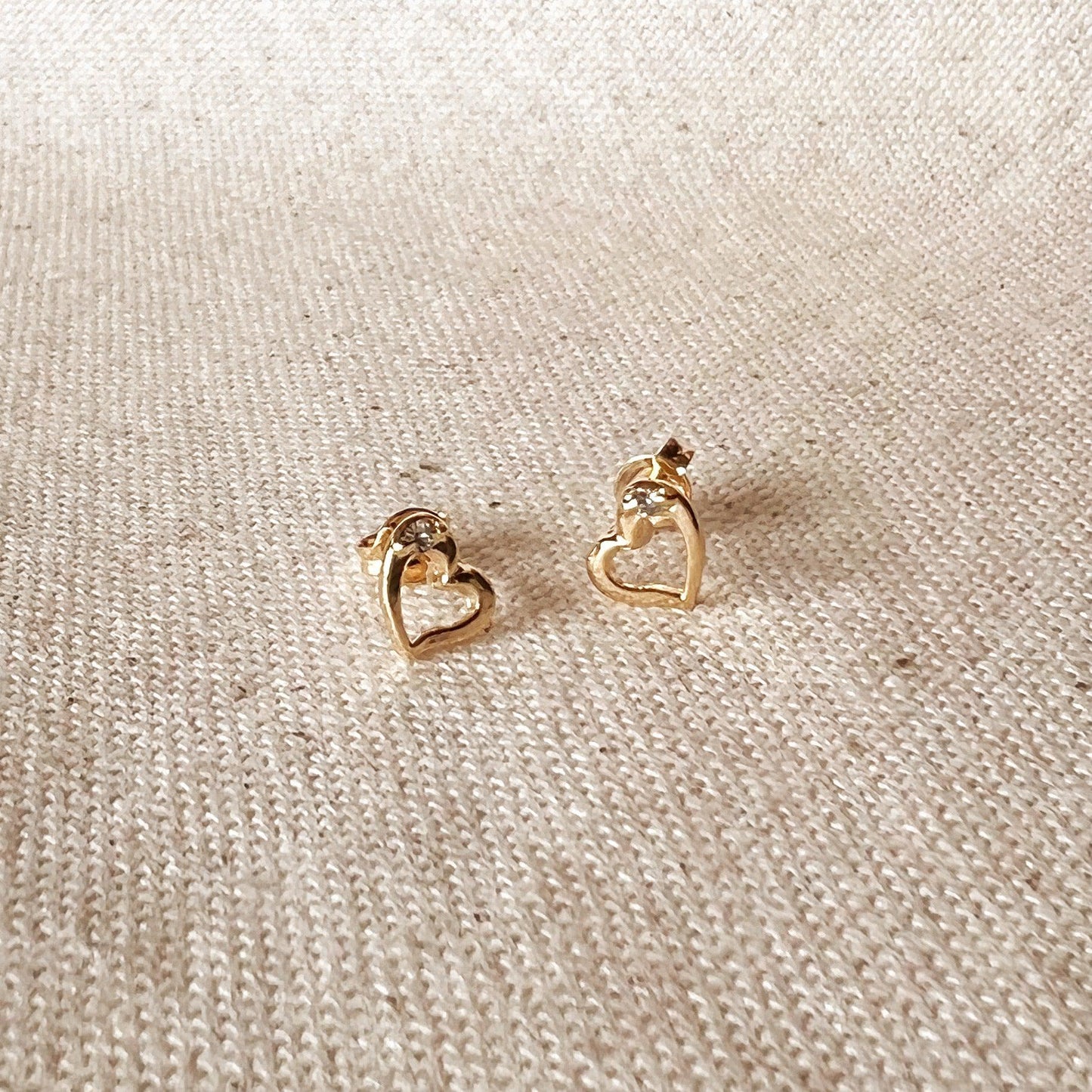 GoldFi 18k Gold Filled Dainty Heart Studs Earrings