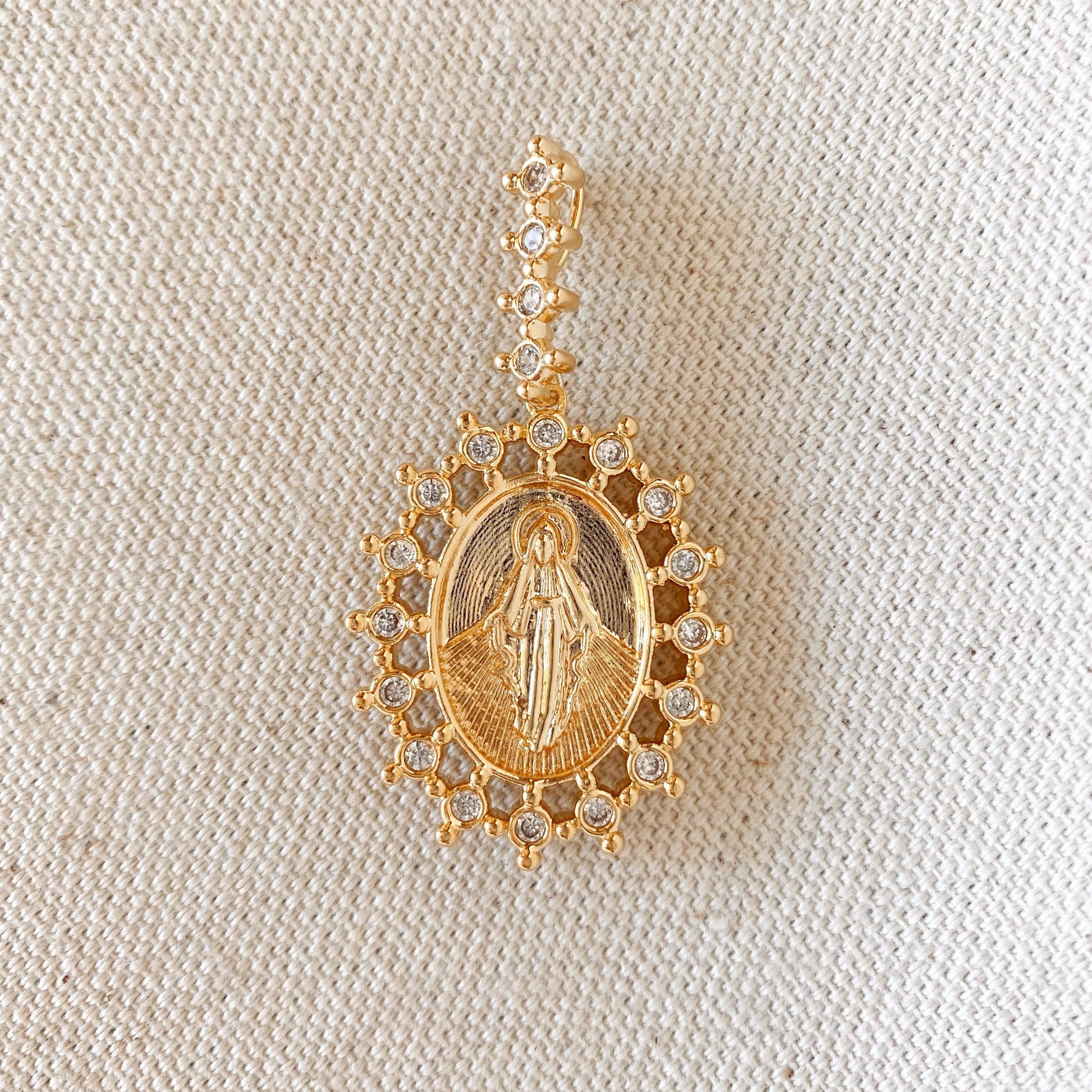 GoldFi 18k Gold Filled Double Sided Lady Mother of Grace Pendant