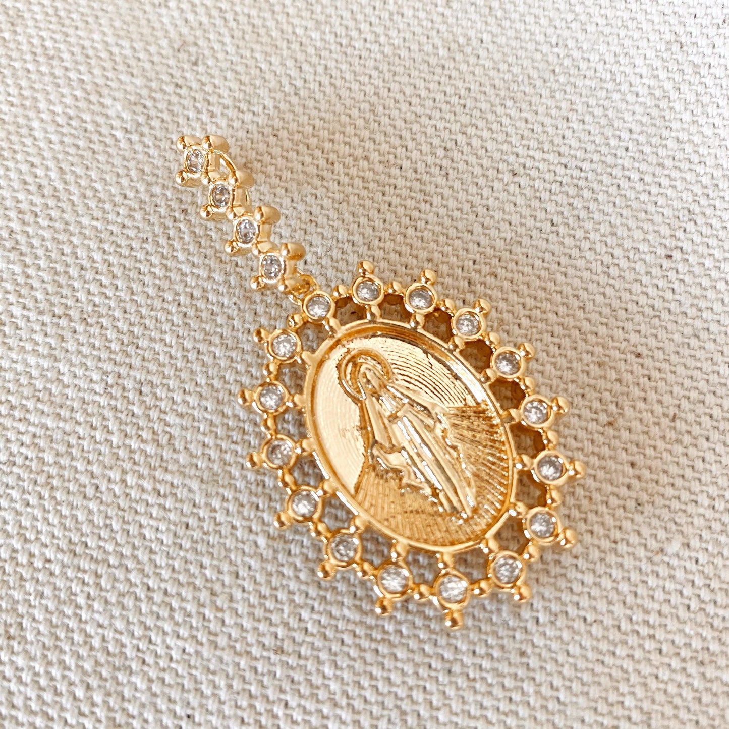 GoldFi 18k Gold Filled Double Sided Lady Mother of Grace Pendant