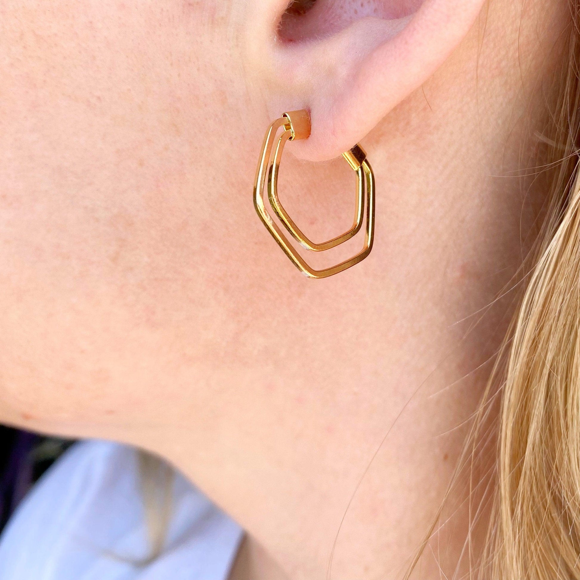 GoldFi 18k Gold Filled Double Thread Hoop Earrings