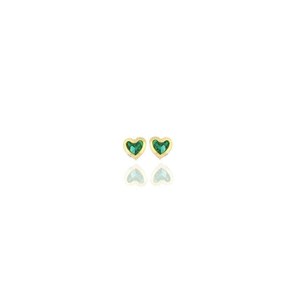 GoldFi 18k Gold Filled Emerald, Ruby or Crystal Color Heart Earrings