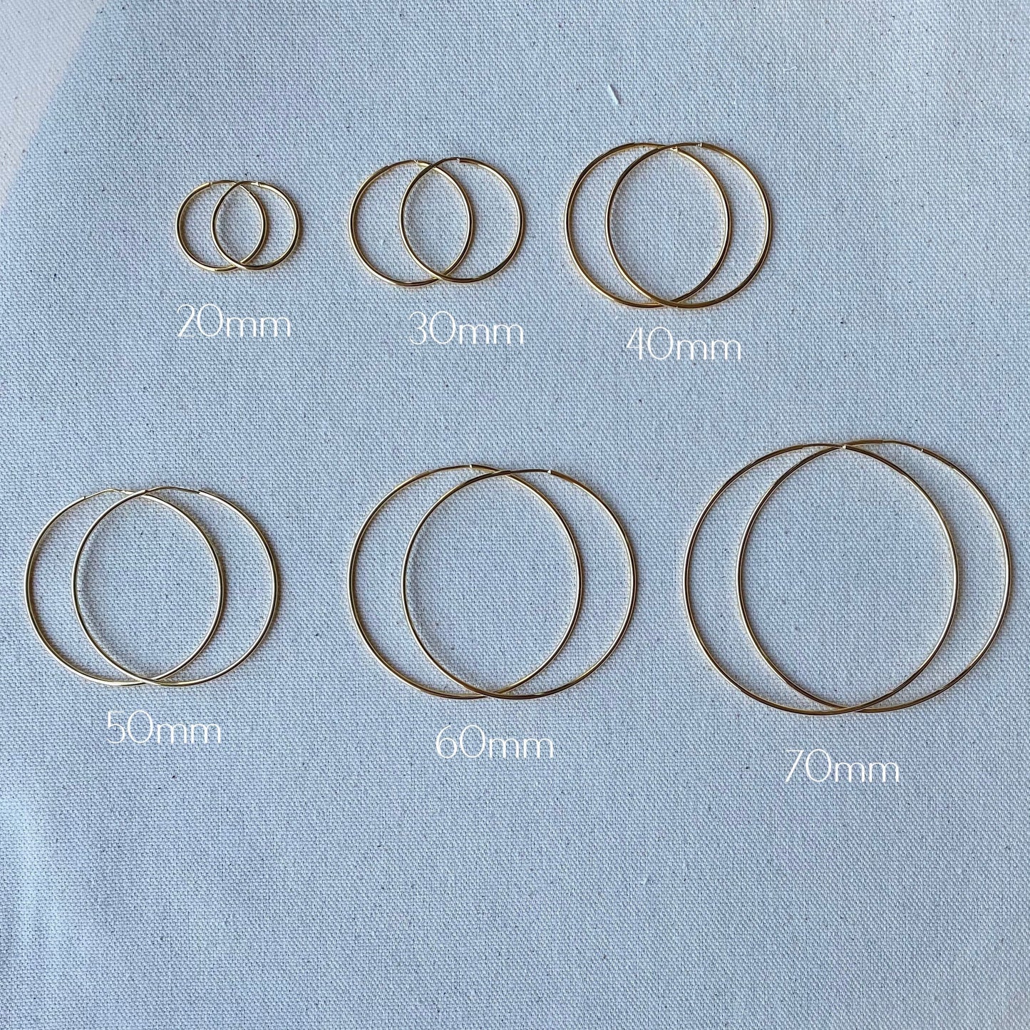 GoldFi 18k Gold Filled Endless Hoop Earrings 20mm, 30mm, 40mm, 50mm, 60mm 70mm