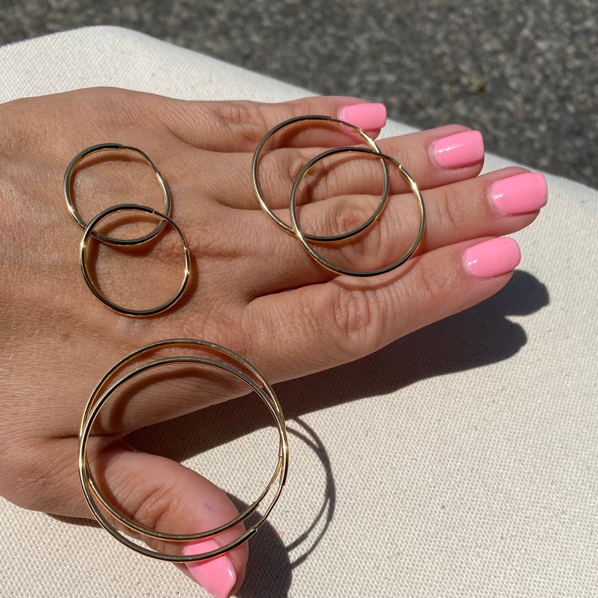 Gold endless hoop earrings on sale 18k