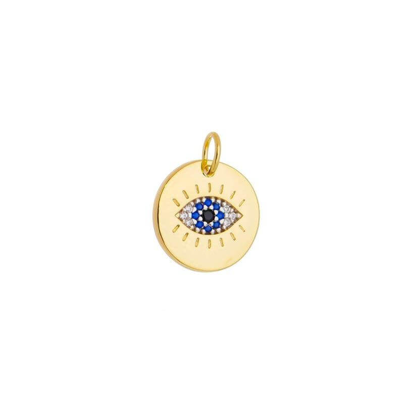 GoldFi 18k Gold Filled Evil Eye Lucky Clover Cross Charm Necklace