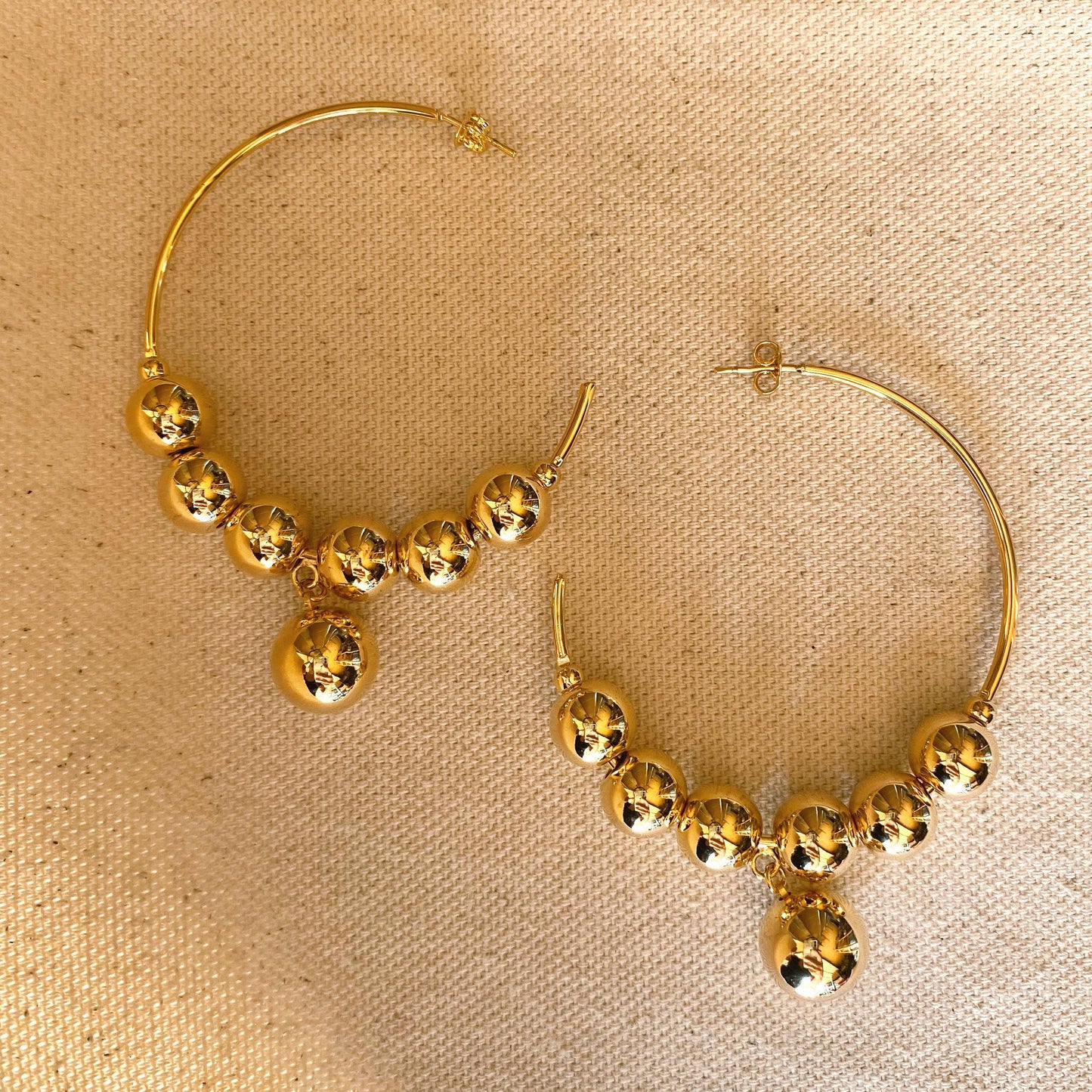 GoldFi 18k Gold Filled Fancy Beaded C Hoop