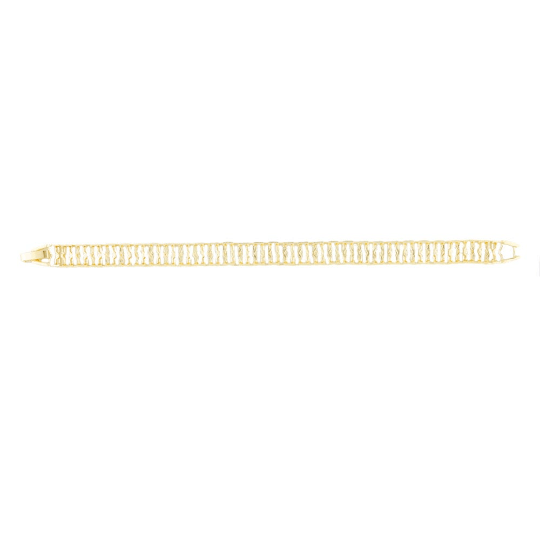 18k Gold Filled Fancy Bracelet Featuring Fold Over Clasp 7" Size Wholesale Jewelry