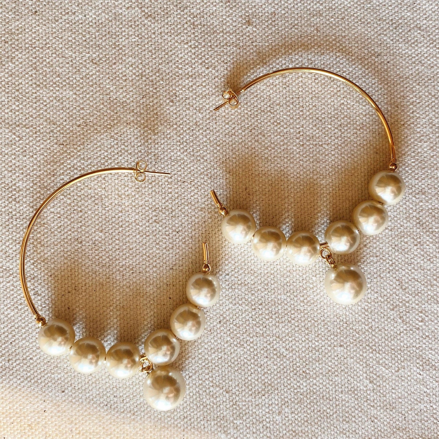 GoldFi 18k Gold Filled Fancy Pearl C Hoop Earrings