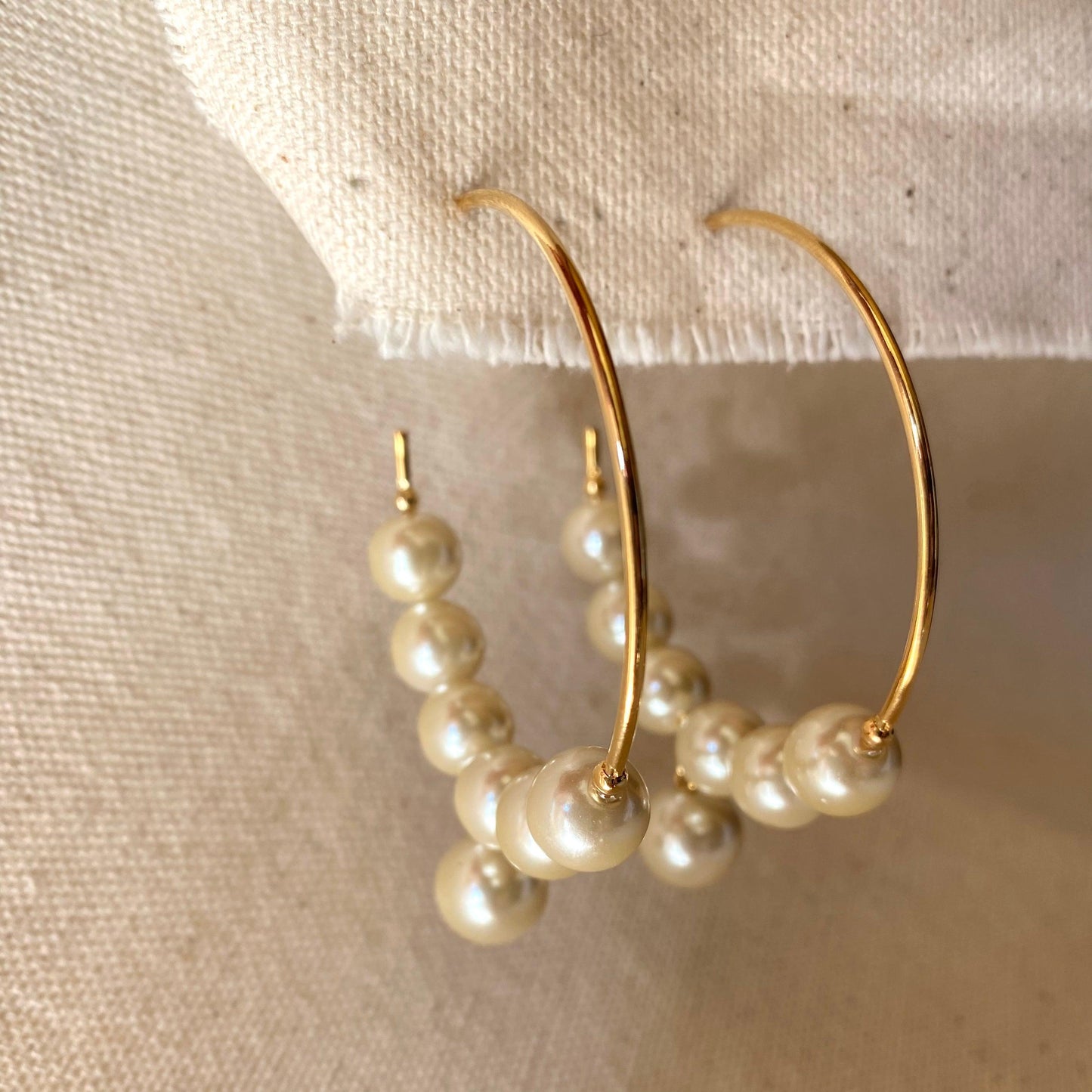 GoldFi 18k Gold Filled Fancy Pearl C Hoop Earrings